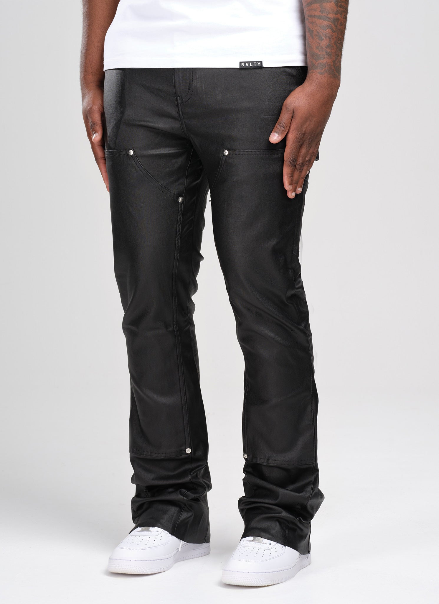 Vintage Flare Wax Carpenter Jeans - Schwarz