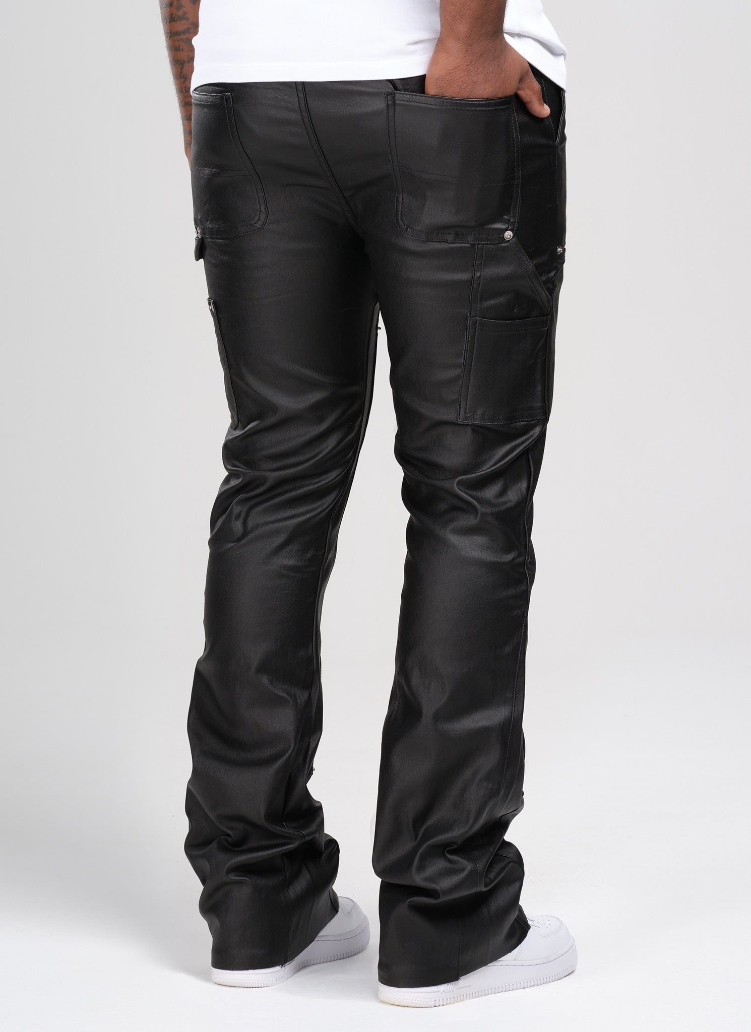 Vintage Flare Wax Carpenter Jeans - Schwarz