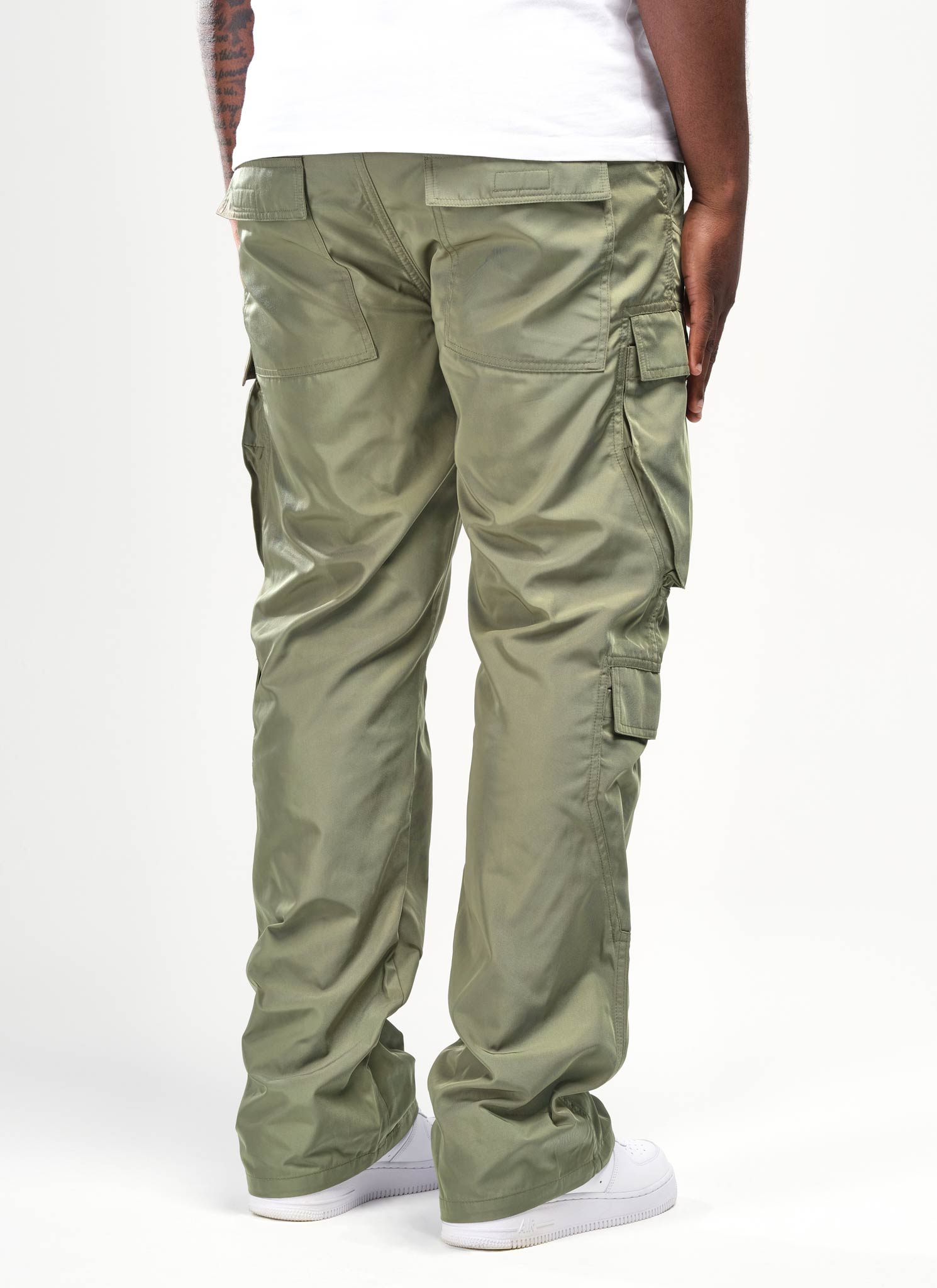 Nylon Double Pocket Cargo Pants - Khaki
