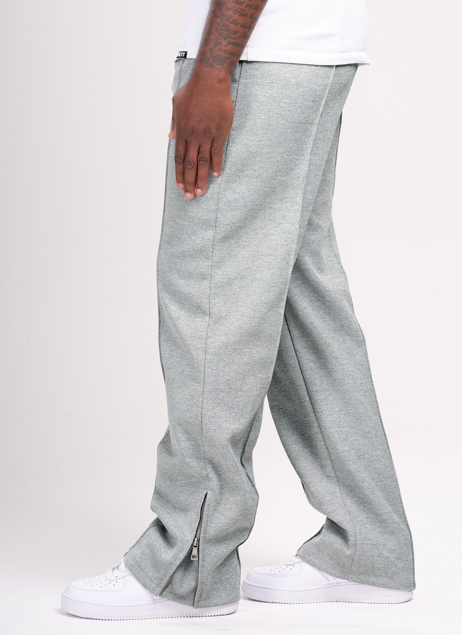 Twill Pleat Pants - Grey