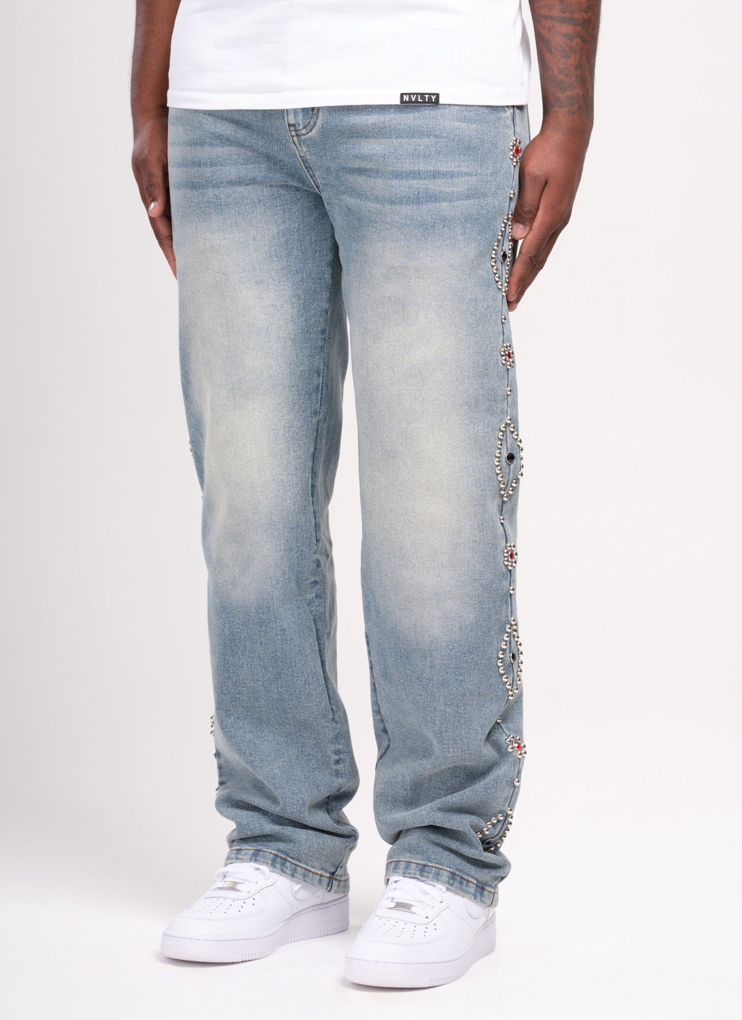 Vintage Studded Jeans - Blue