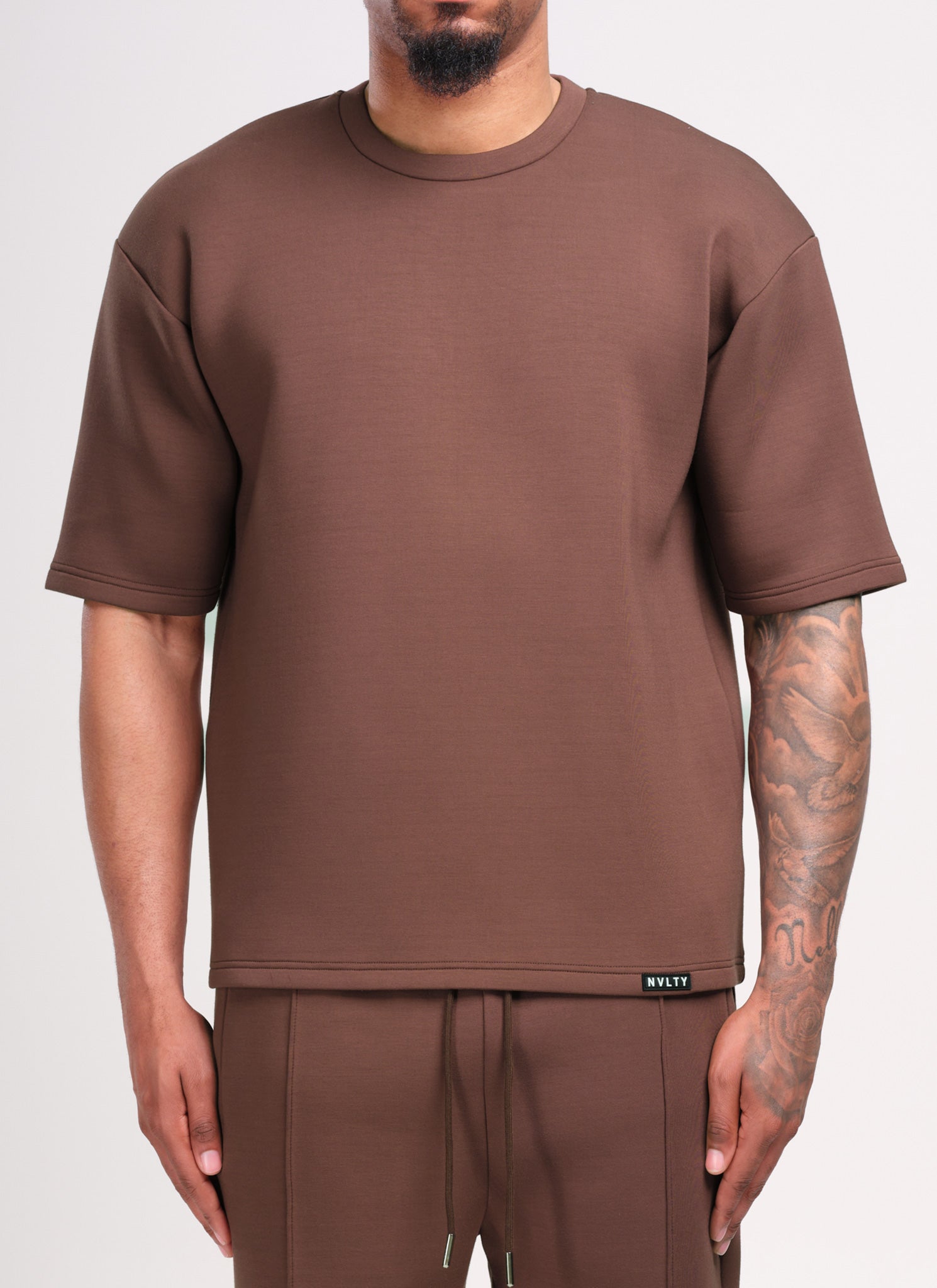 Scuba Structured T-Shirt - Brown