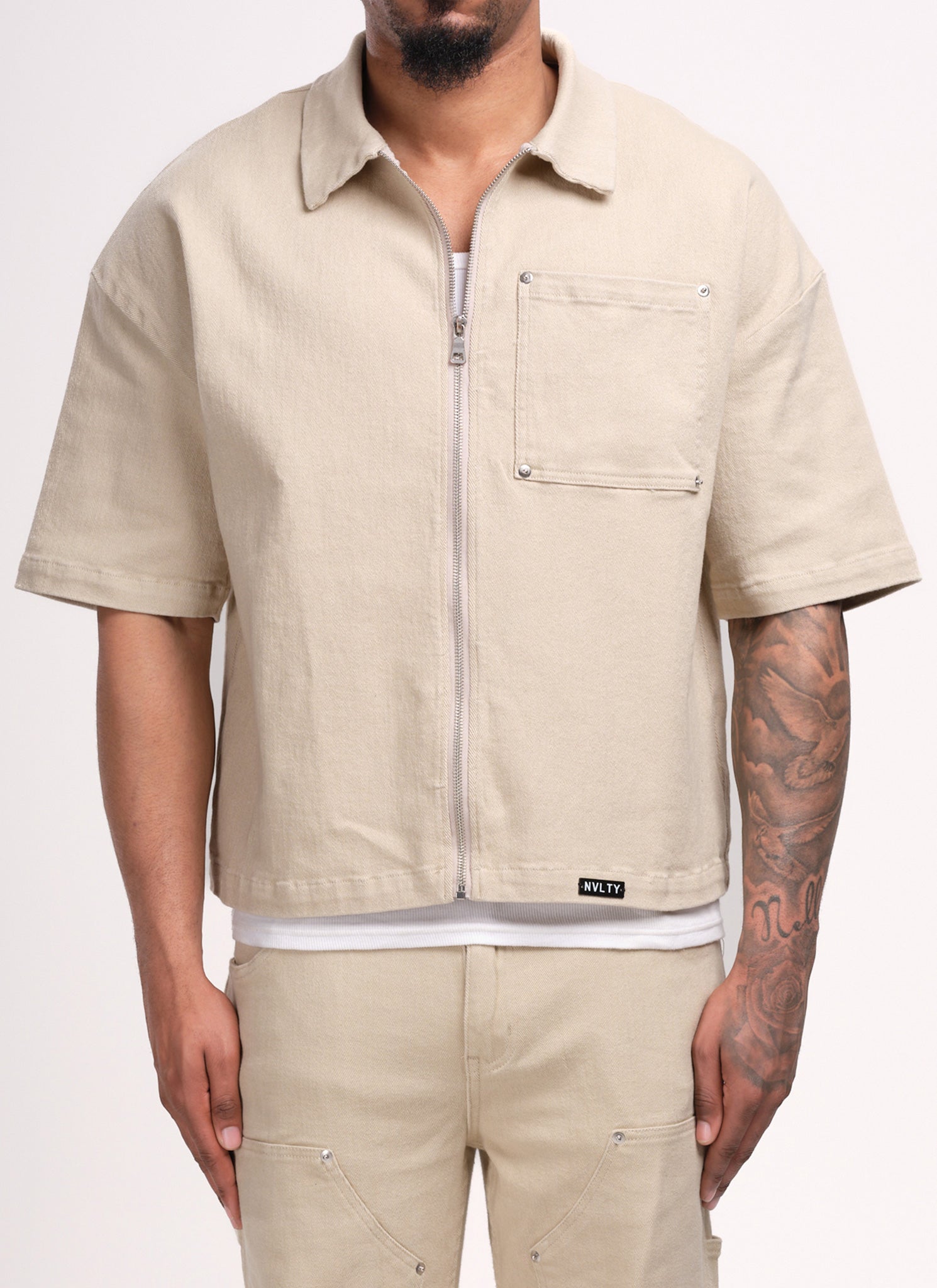 Vintage Rivet Denim Shirt - Stone