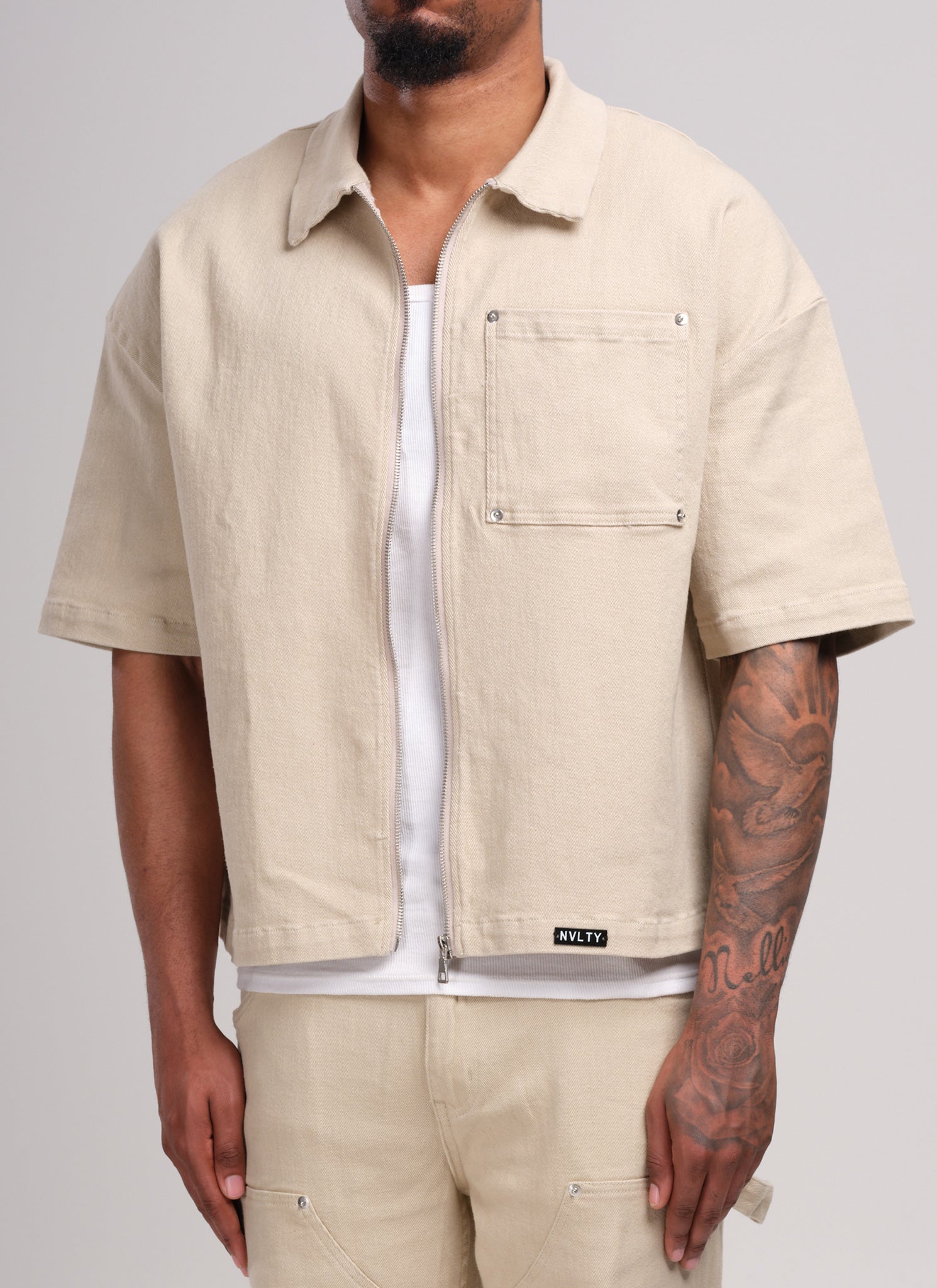 Vintage Rivet Denim Shirt - Stone