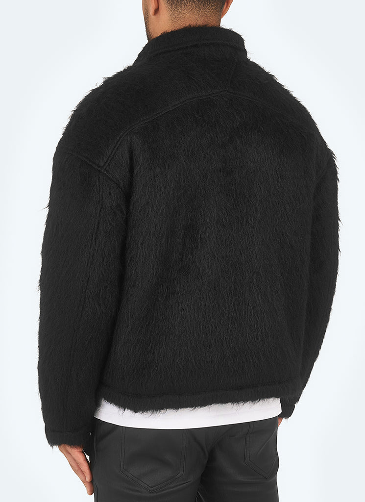 Mohair-Reißverschlussjacke - Schwarz