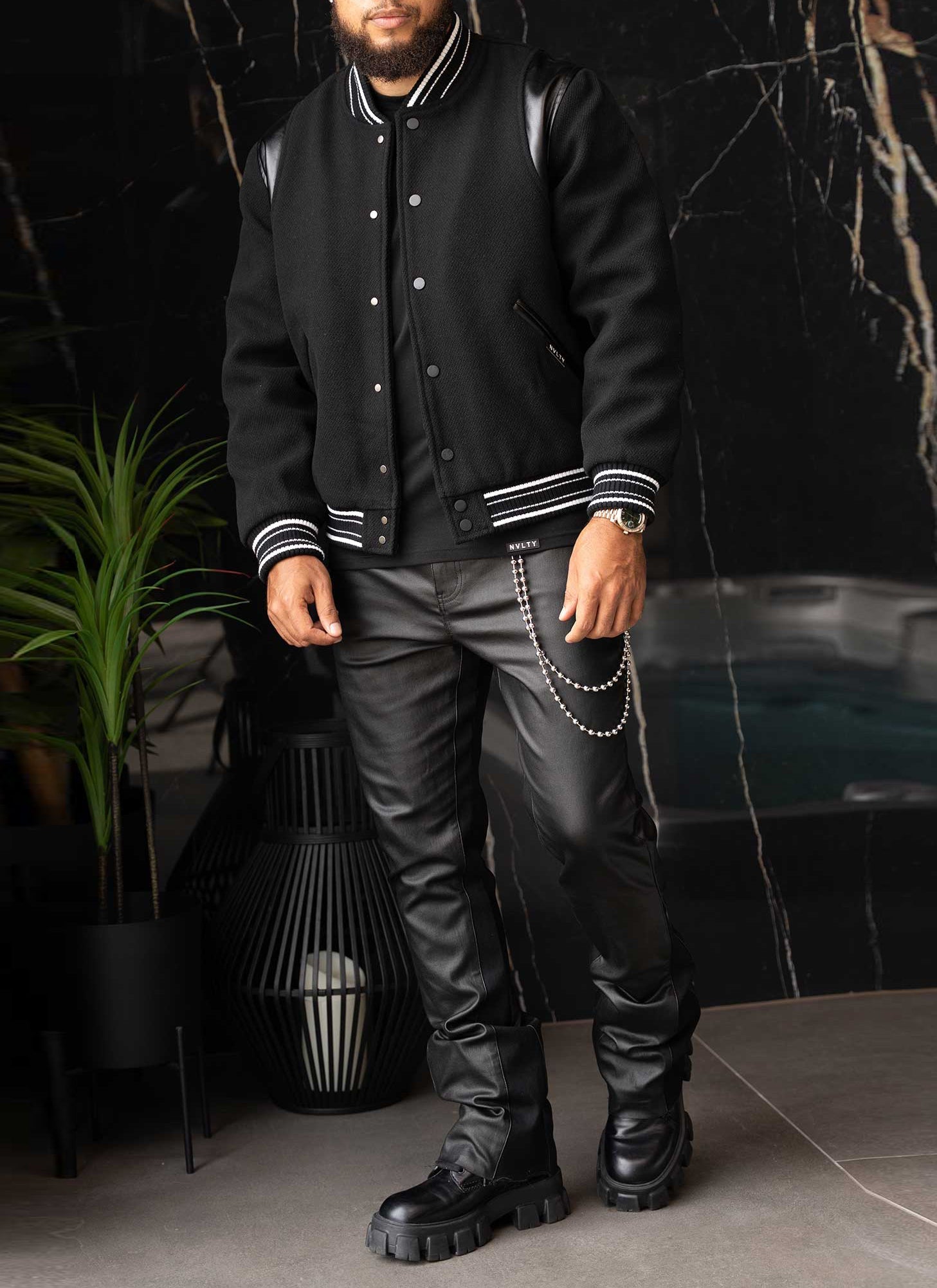 Heavyweight Wool Bomber Jacket - Black