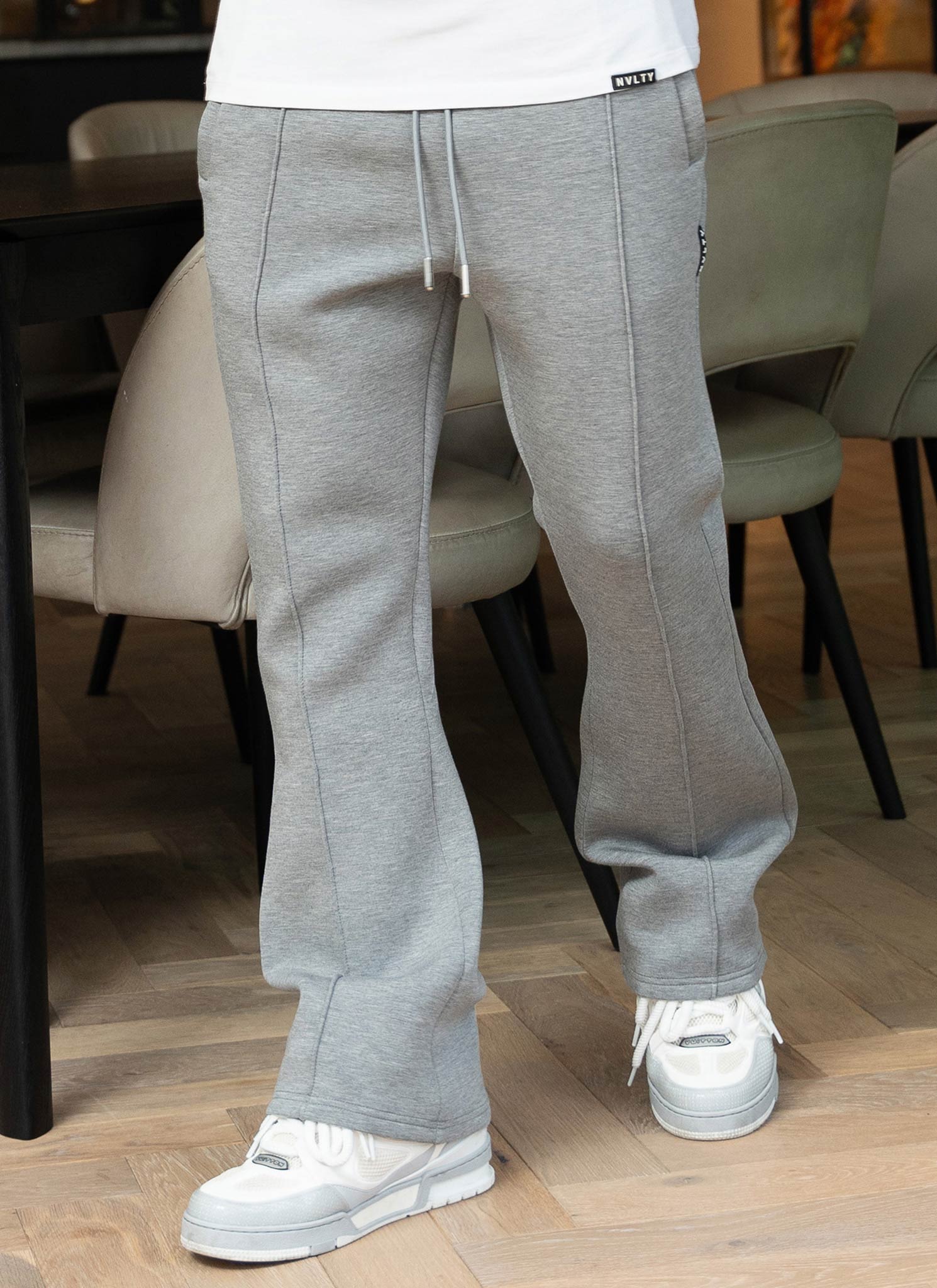 Strukturierte Jogginghose Ausgestellter Faltenrock Aus Scuba - Grau