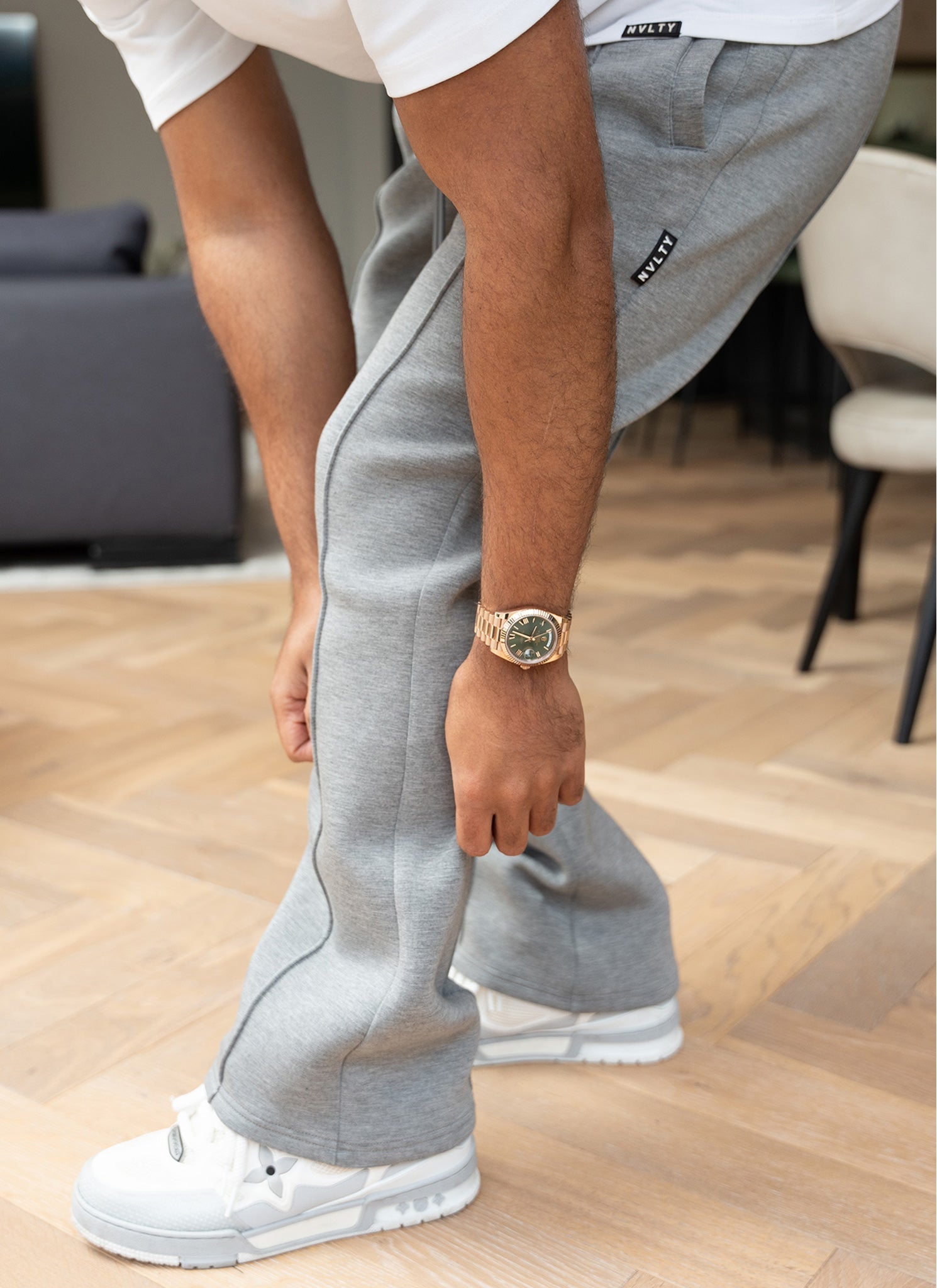 Strukturierte Jogginghose Ausgestellter Faltenrock Aus Scuba - Grau