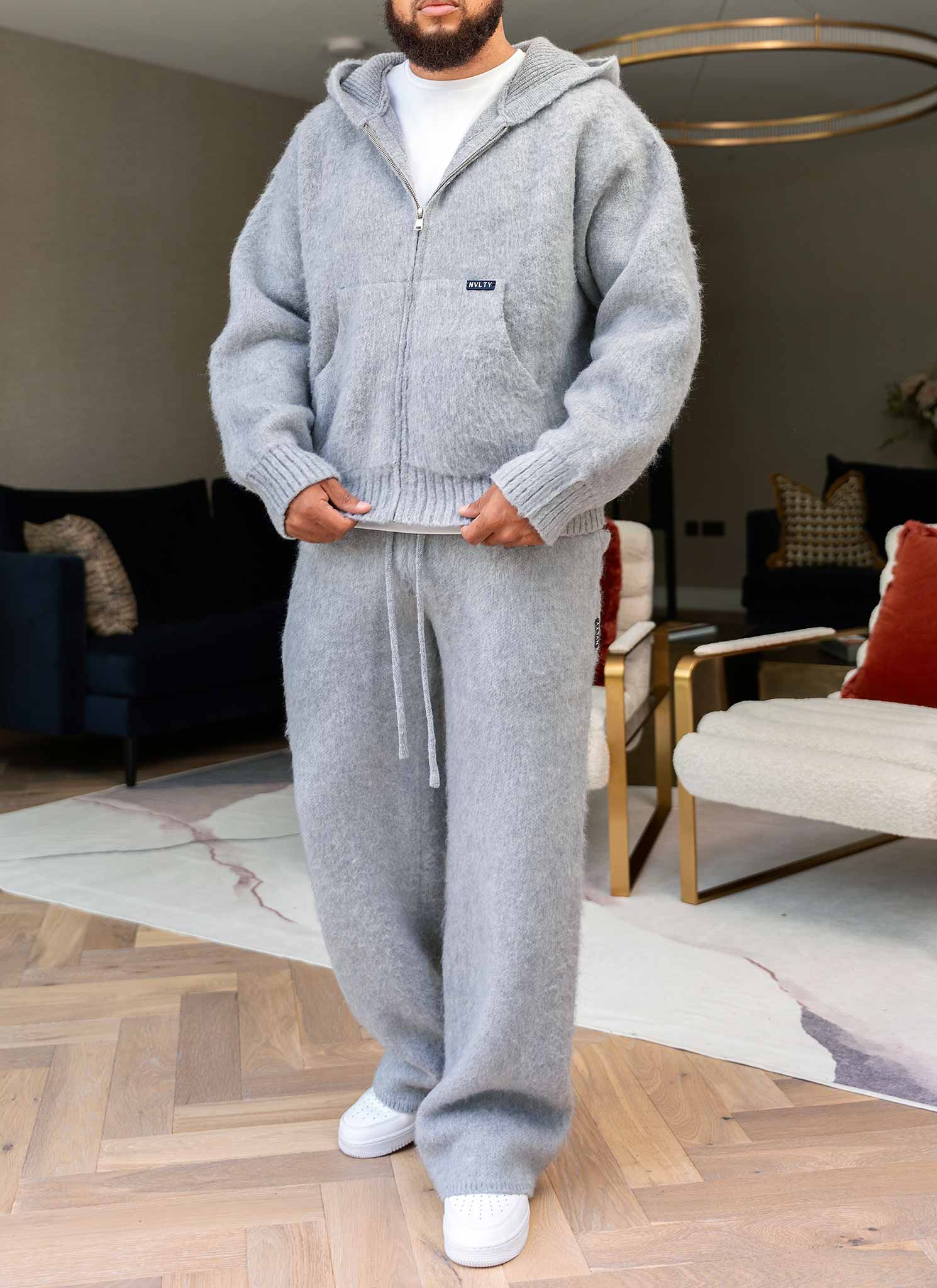 Mohair Zip Hoodie - Grey