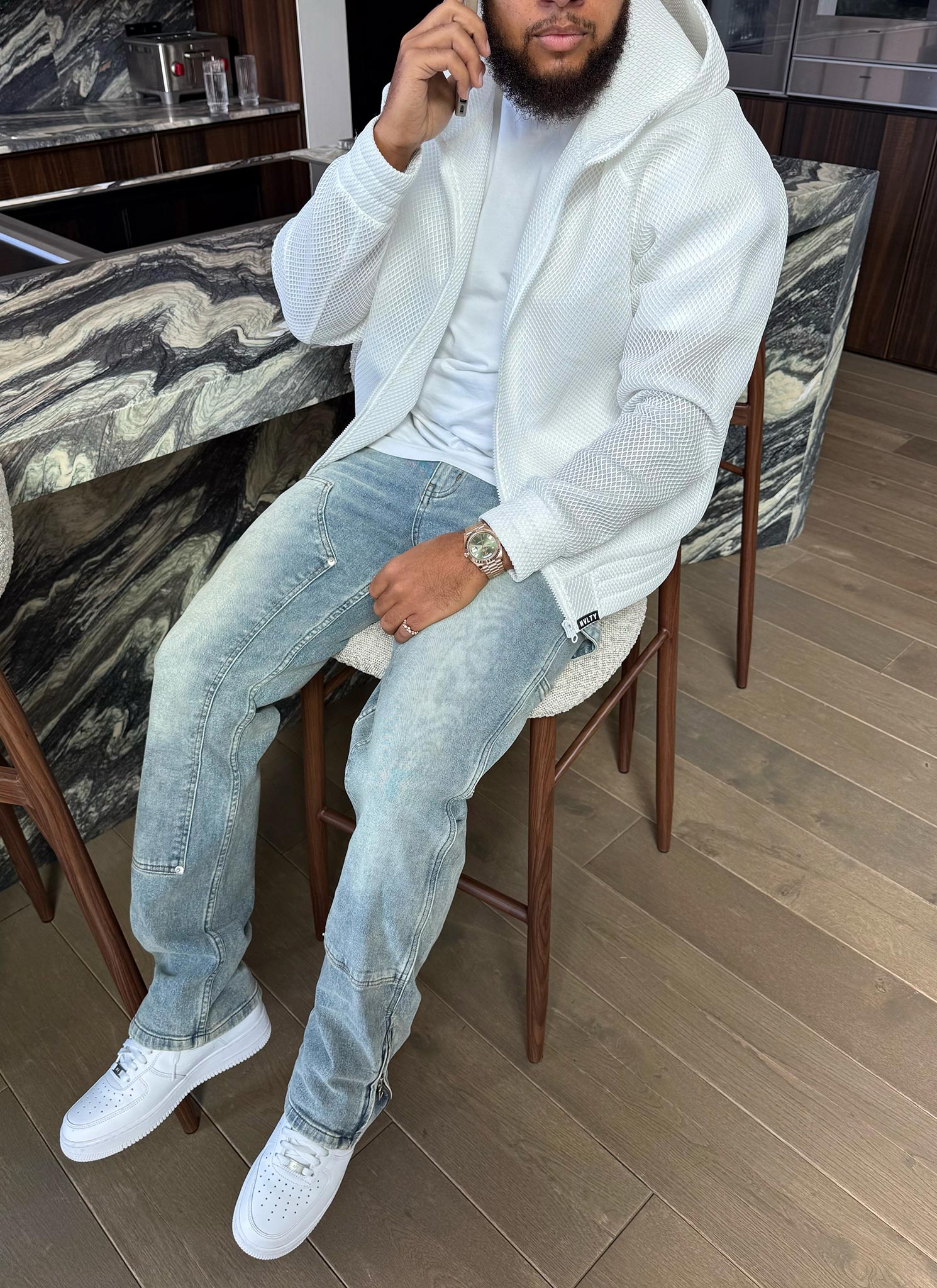 Jacke aus strukturiertem Scuba-Netzgewebe - Weiß