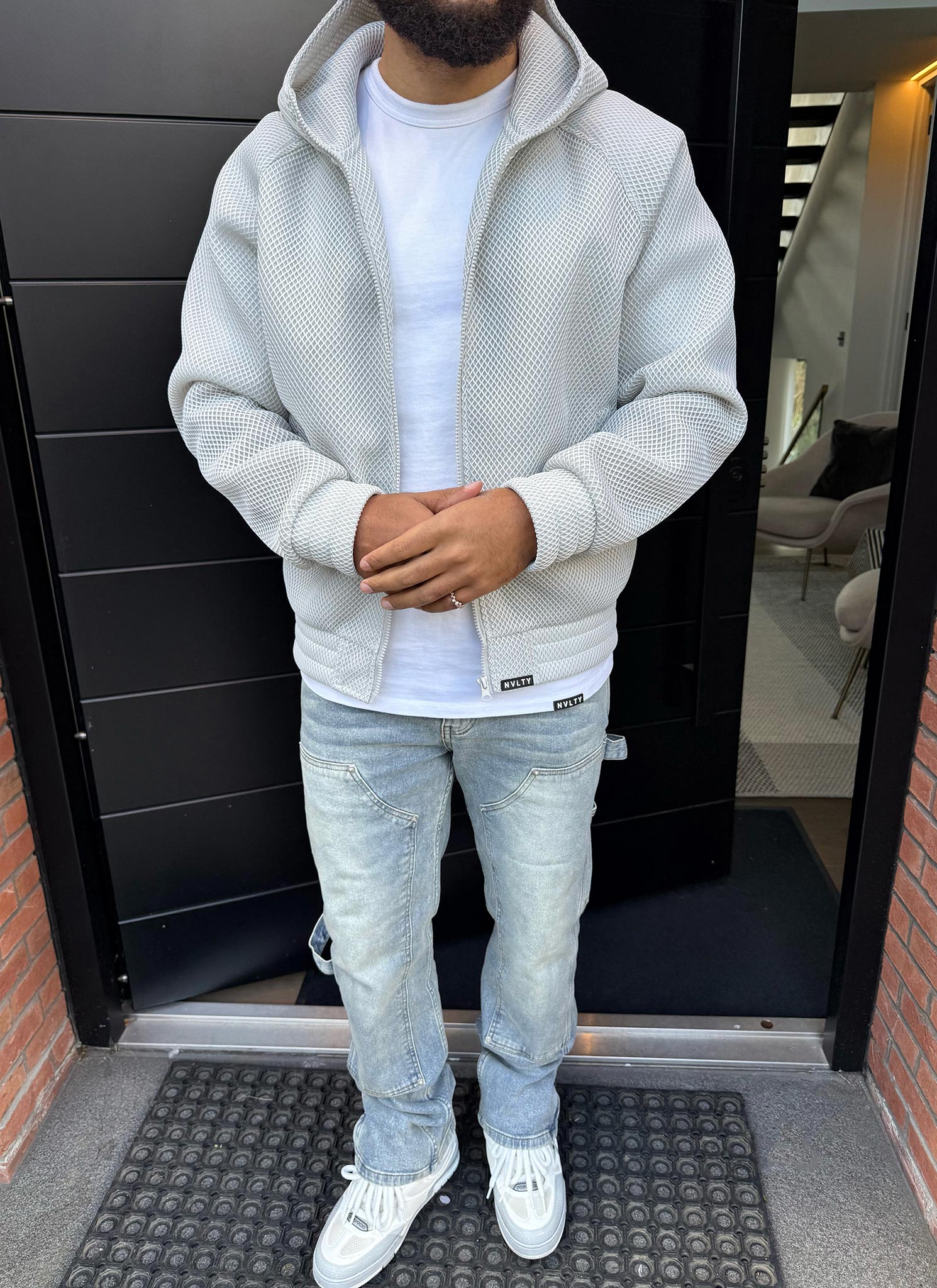 Strukturierte Scuba-Mesh-Jacke - Grau