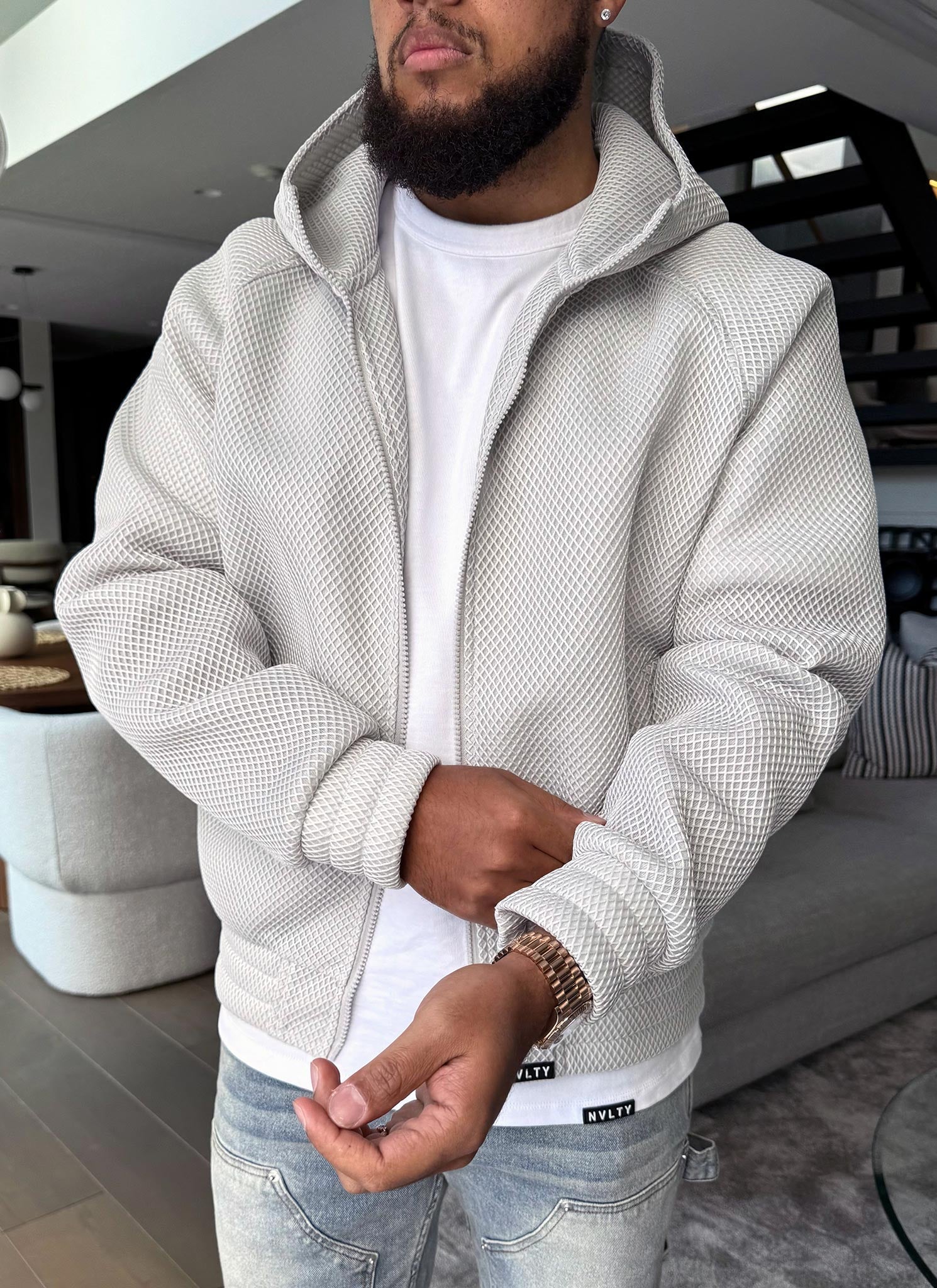 Strukturierte Scuba-Mesh-Jacke - Grau