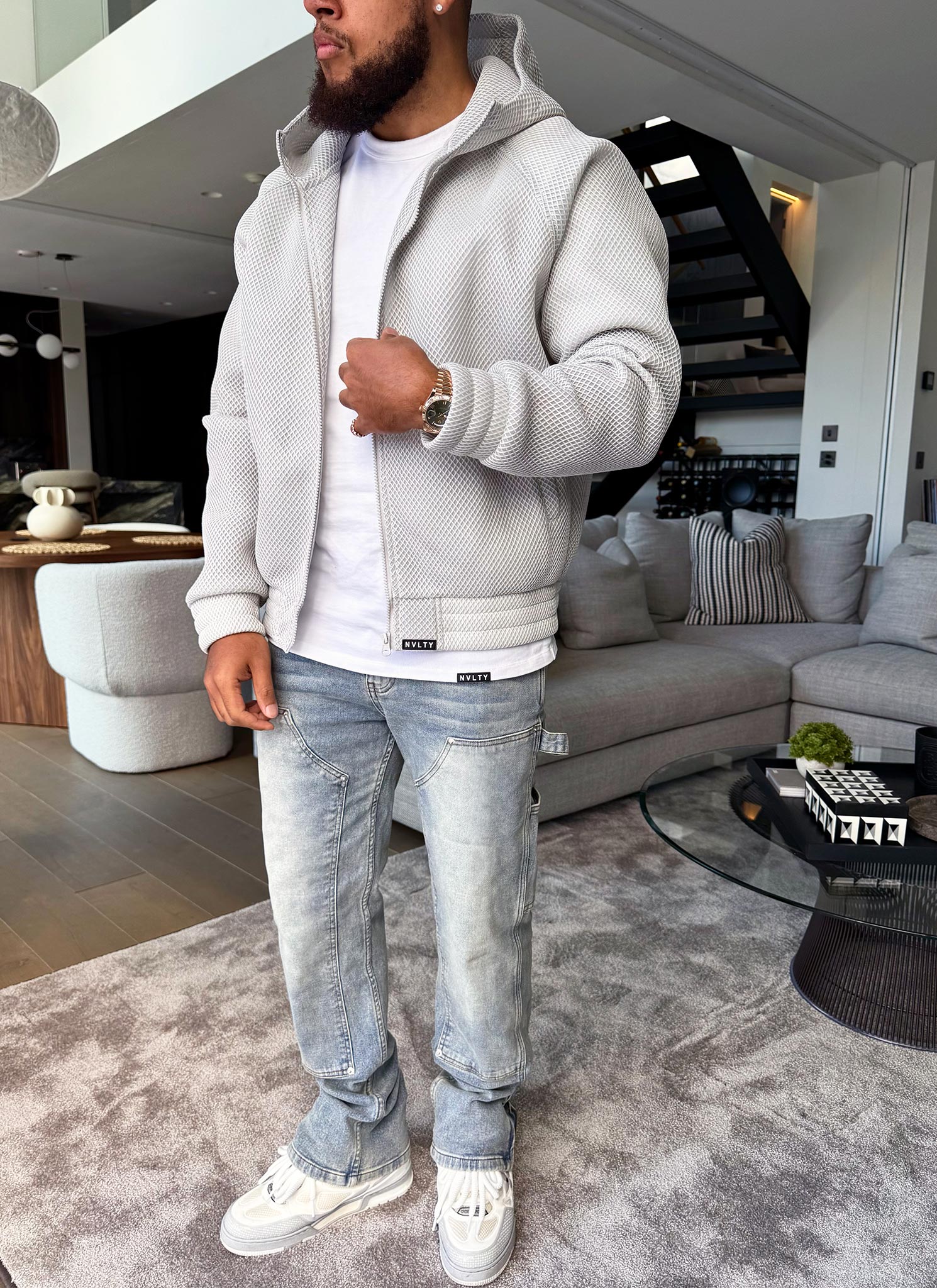 Strukturierte Scuba-Mesh-Jacke - Grau