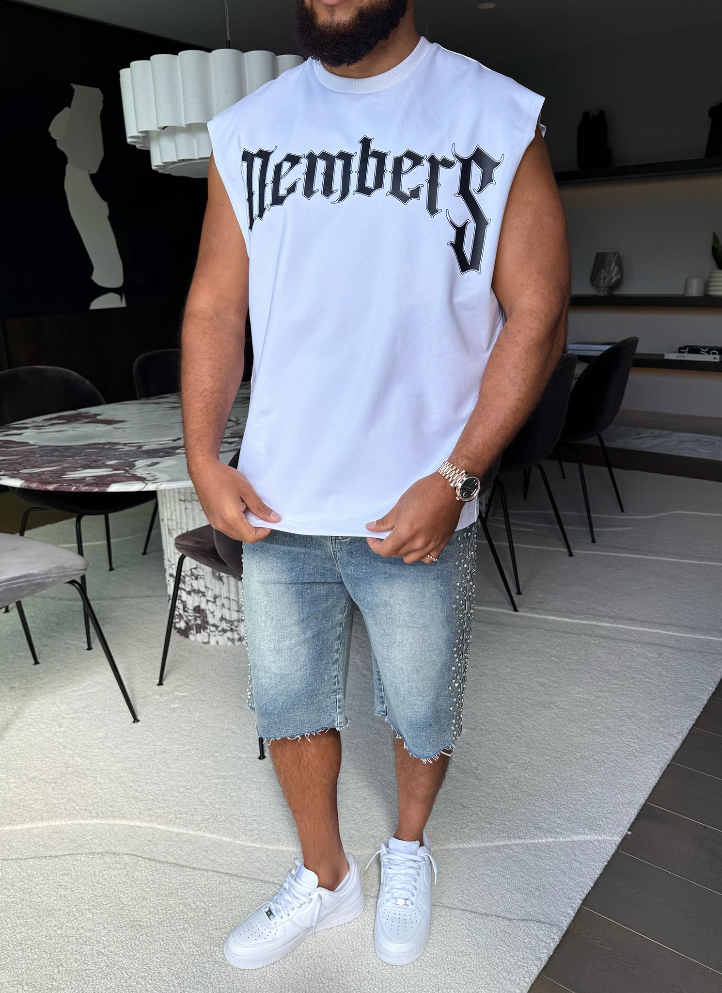 Members Arc Ärmelloses T-Shirt - Weiß