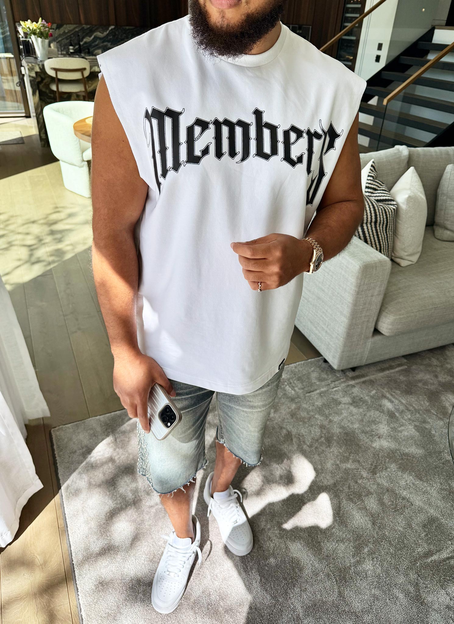 Members Arc Ärmelloses T-Shirt - Weiß