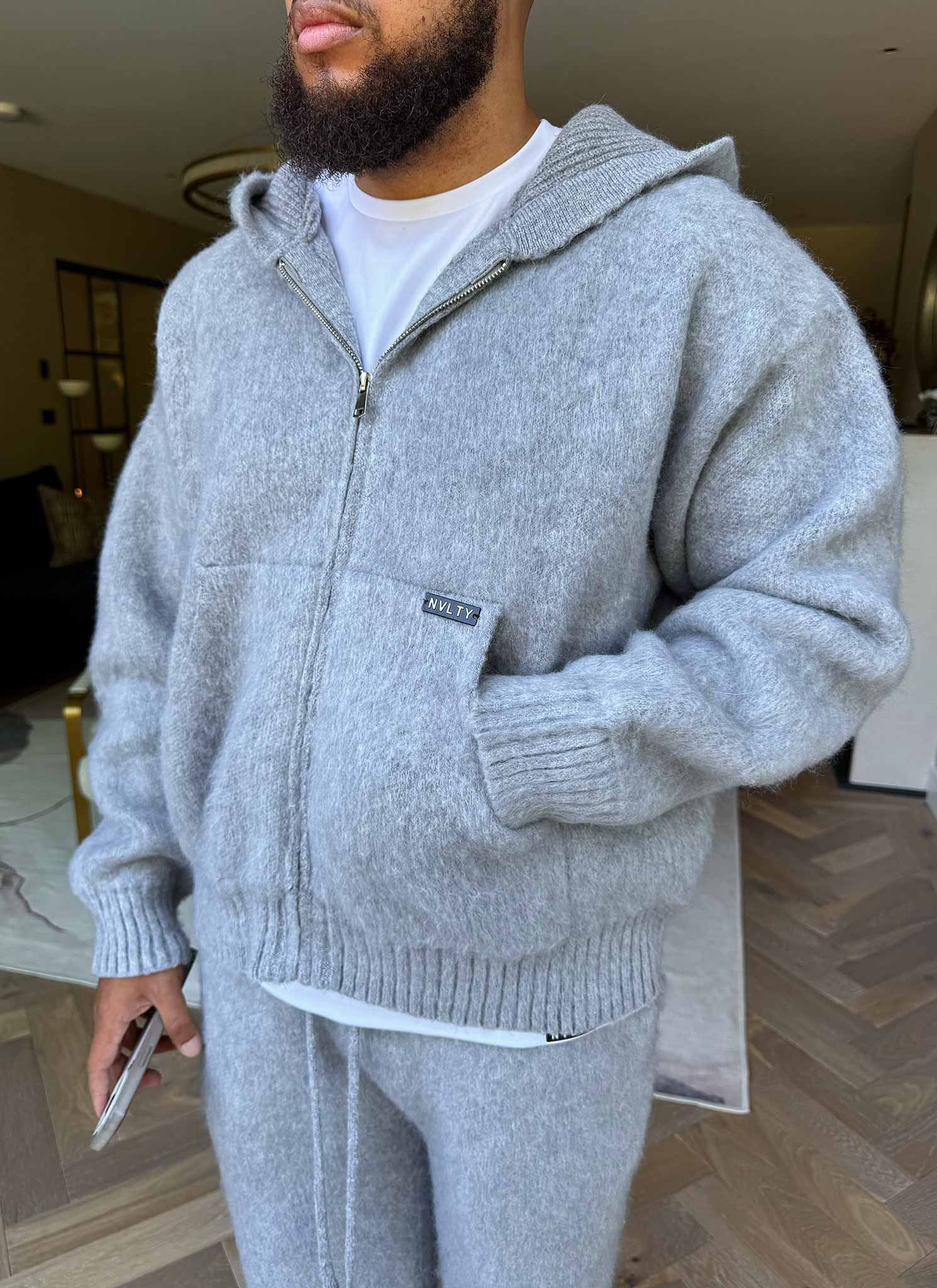 Mohair Zip Hoodie - Grey