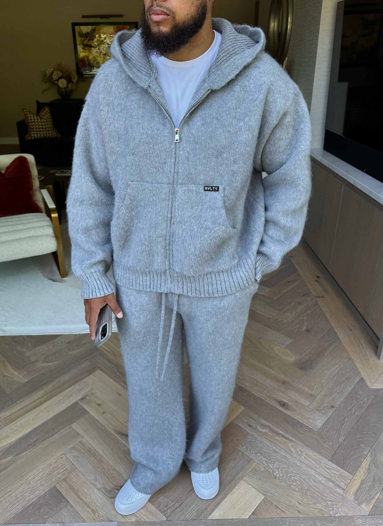 Mohair Zip Hoodie - Grey