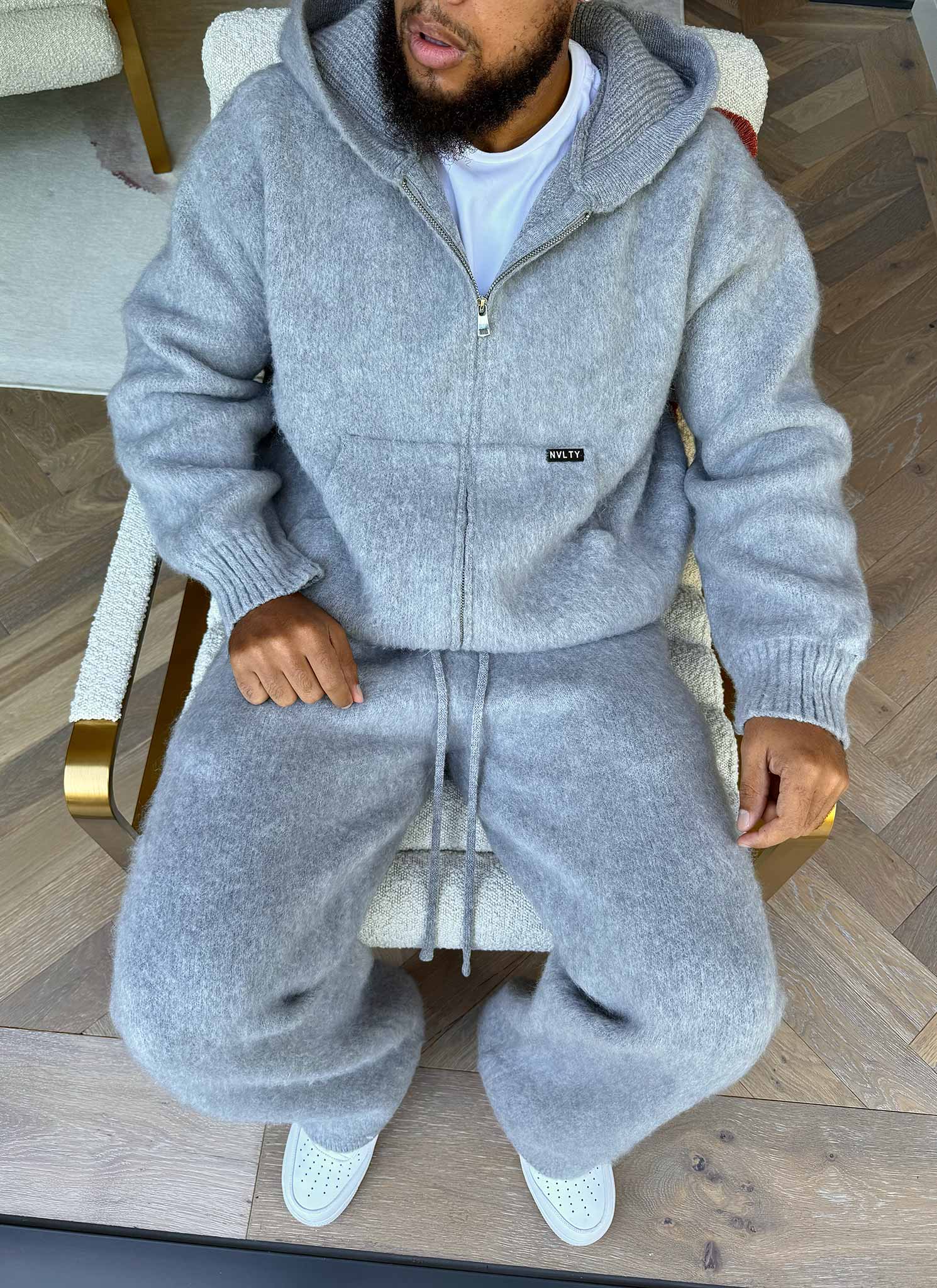 Mohair Zip Hoodie - Grey