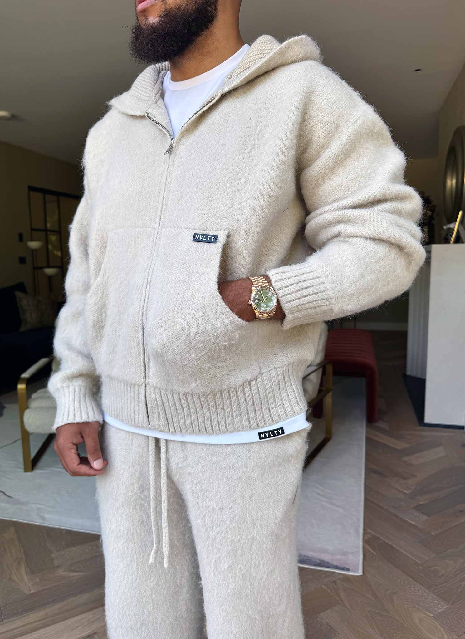 Mohair Zip Hoodie - Ivory