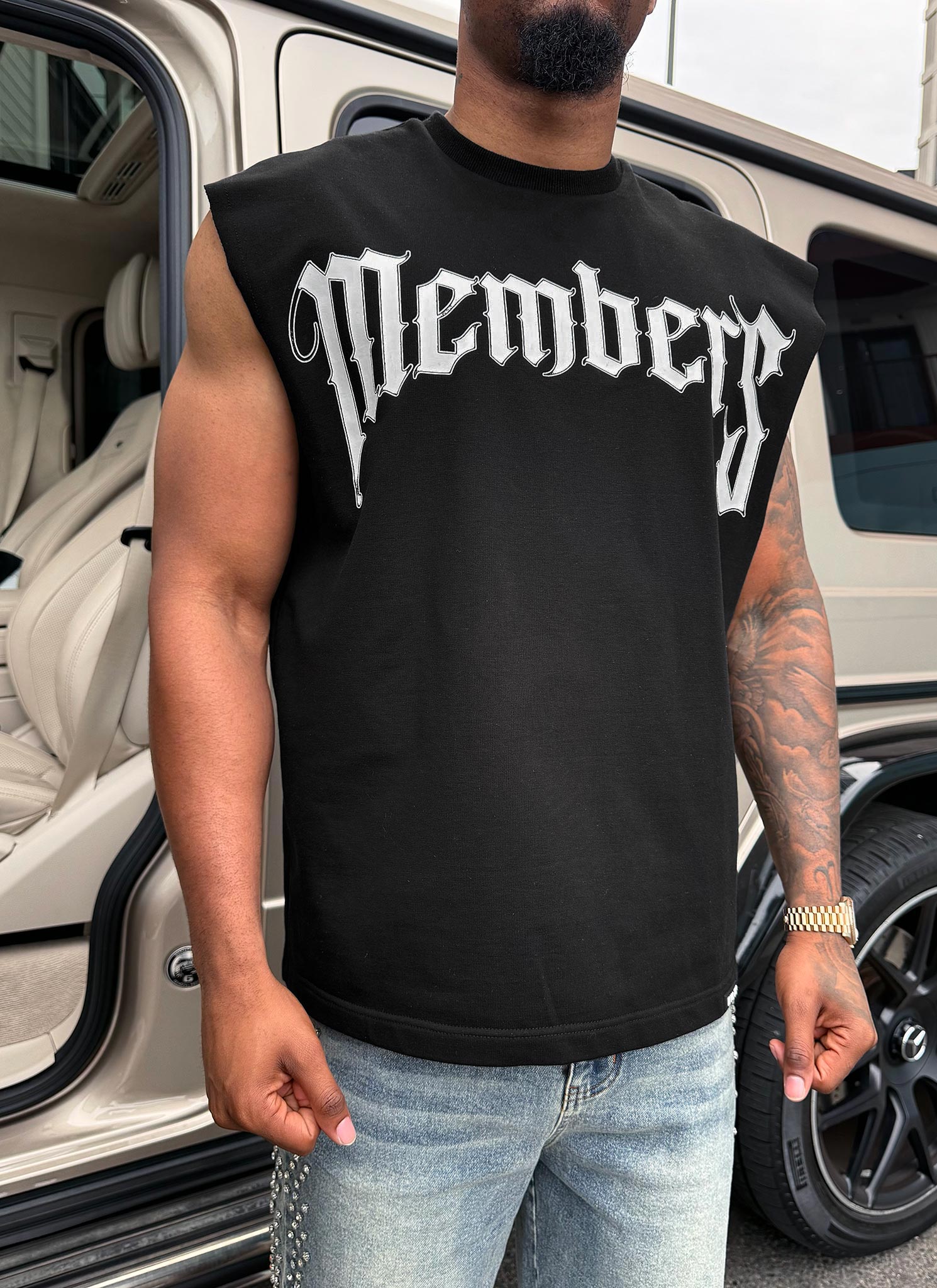 Members Arc Ärmelloses T-Shirt - Schwarz