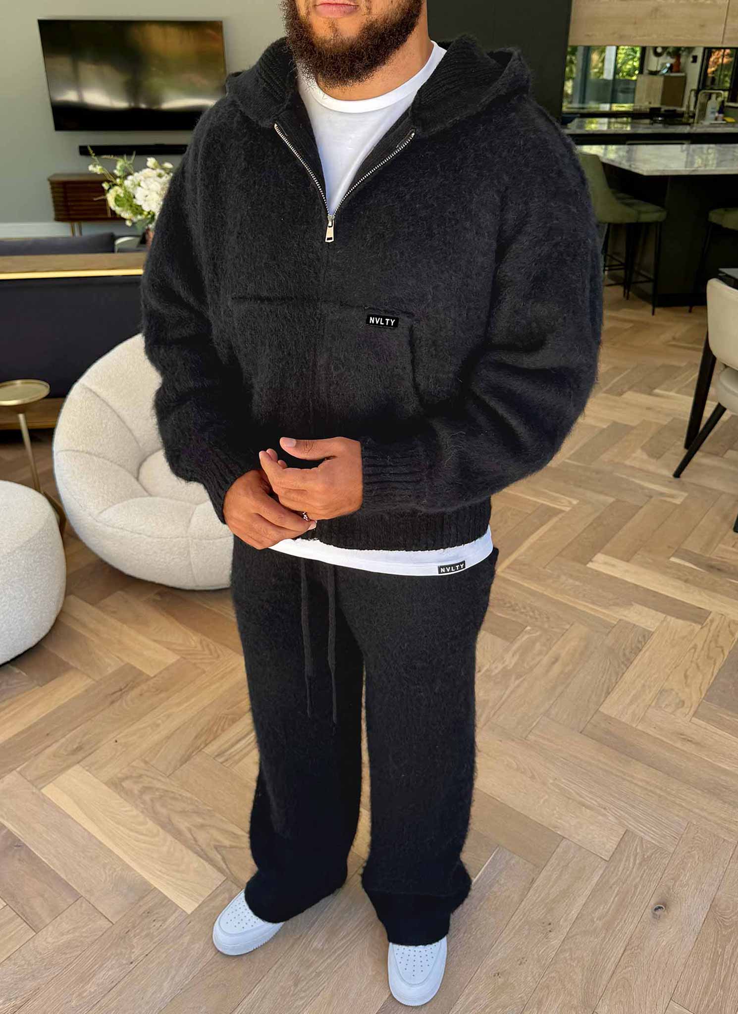 Mohair Zip Hoodie - Black