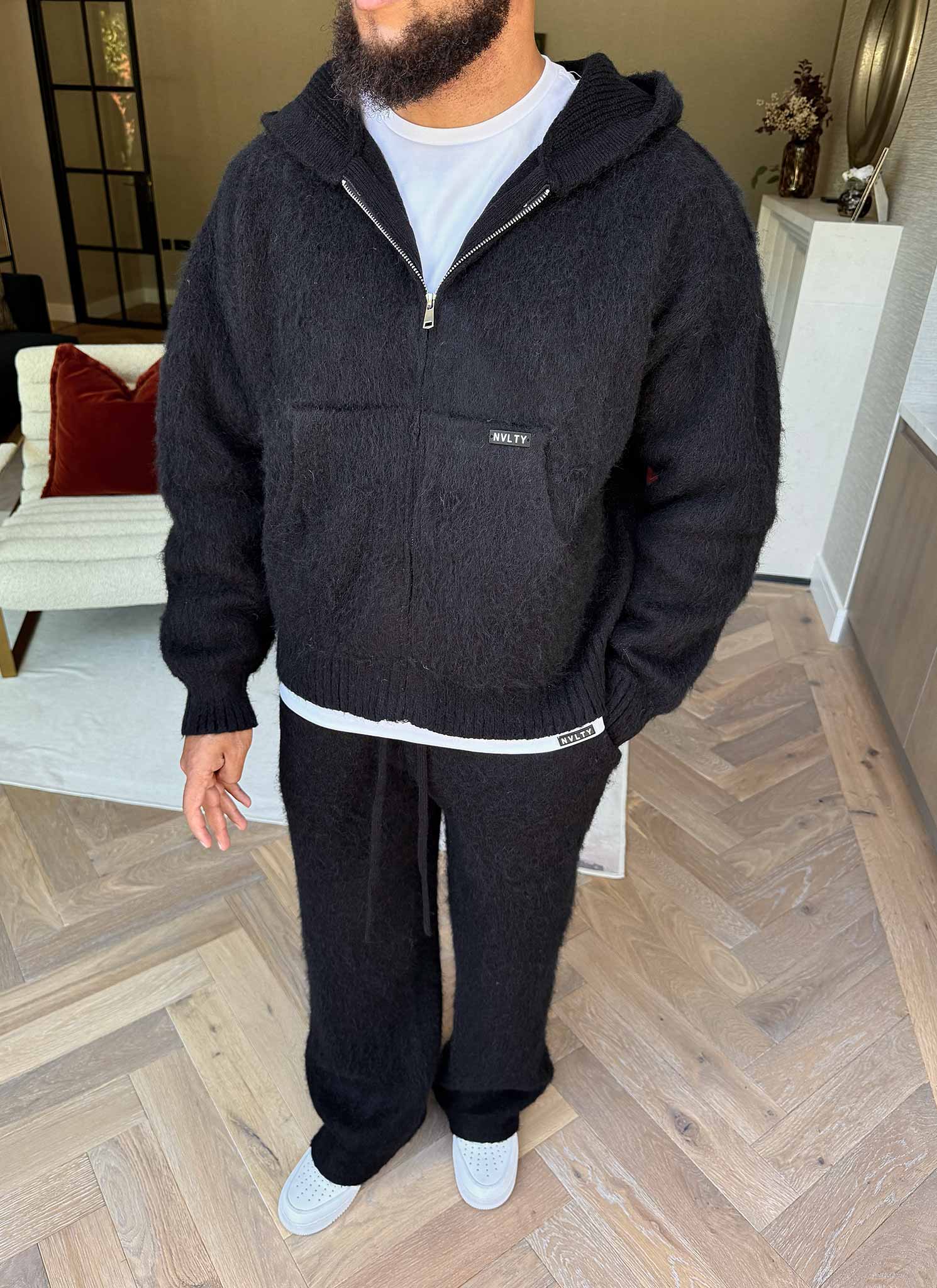 Mohair Zip Hoodie - Black