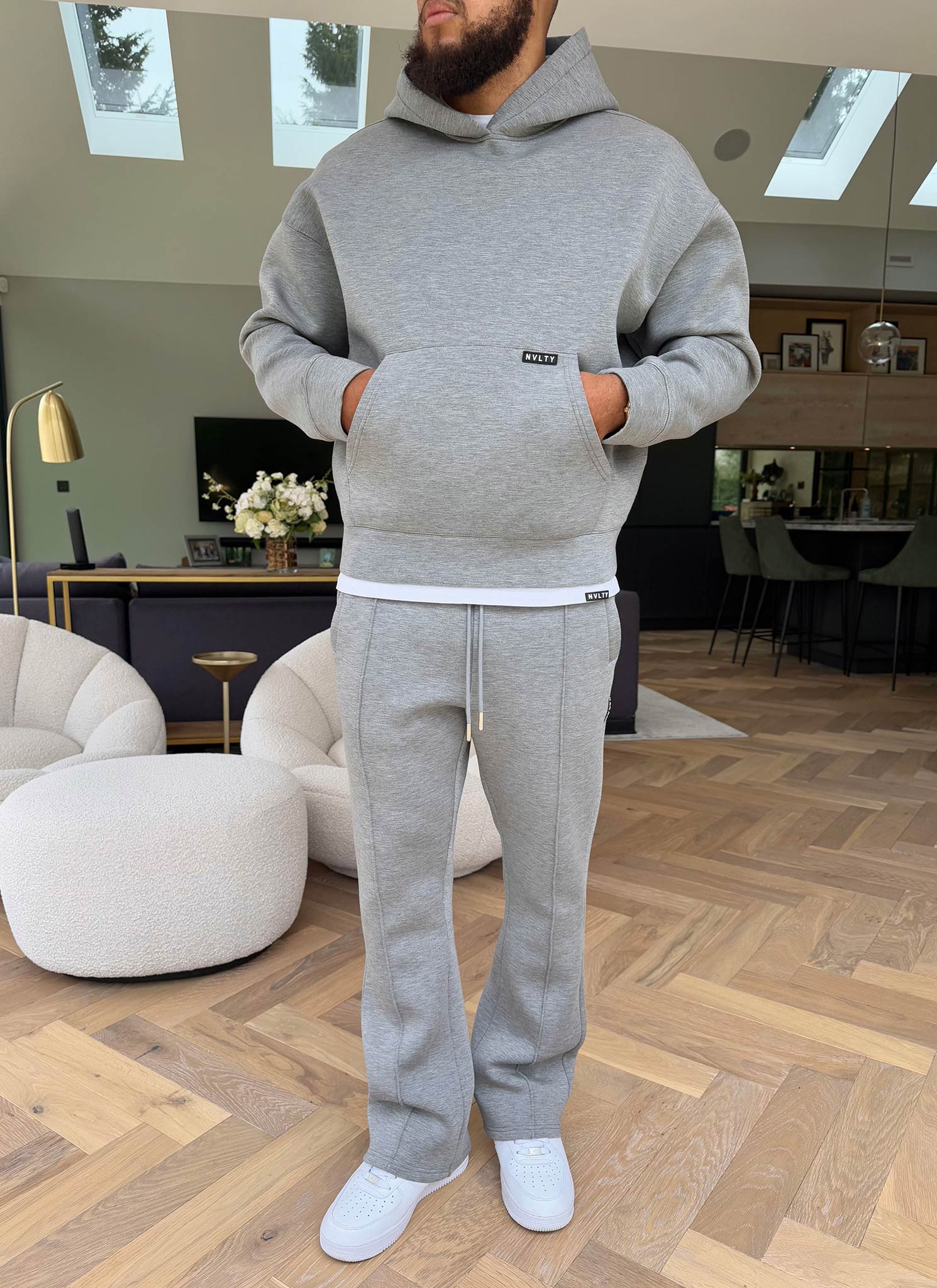 Strukturierter Scuba-Hoodie - Grau