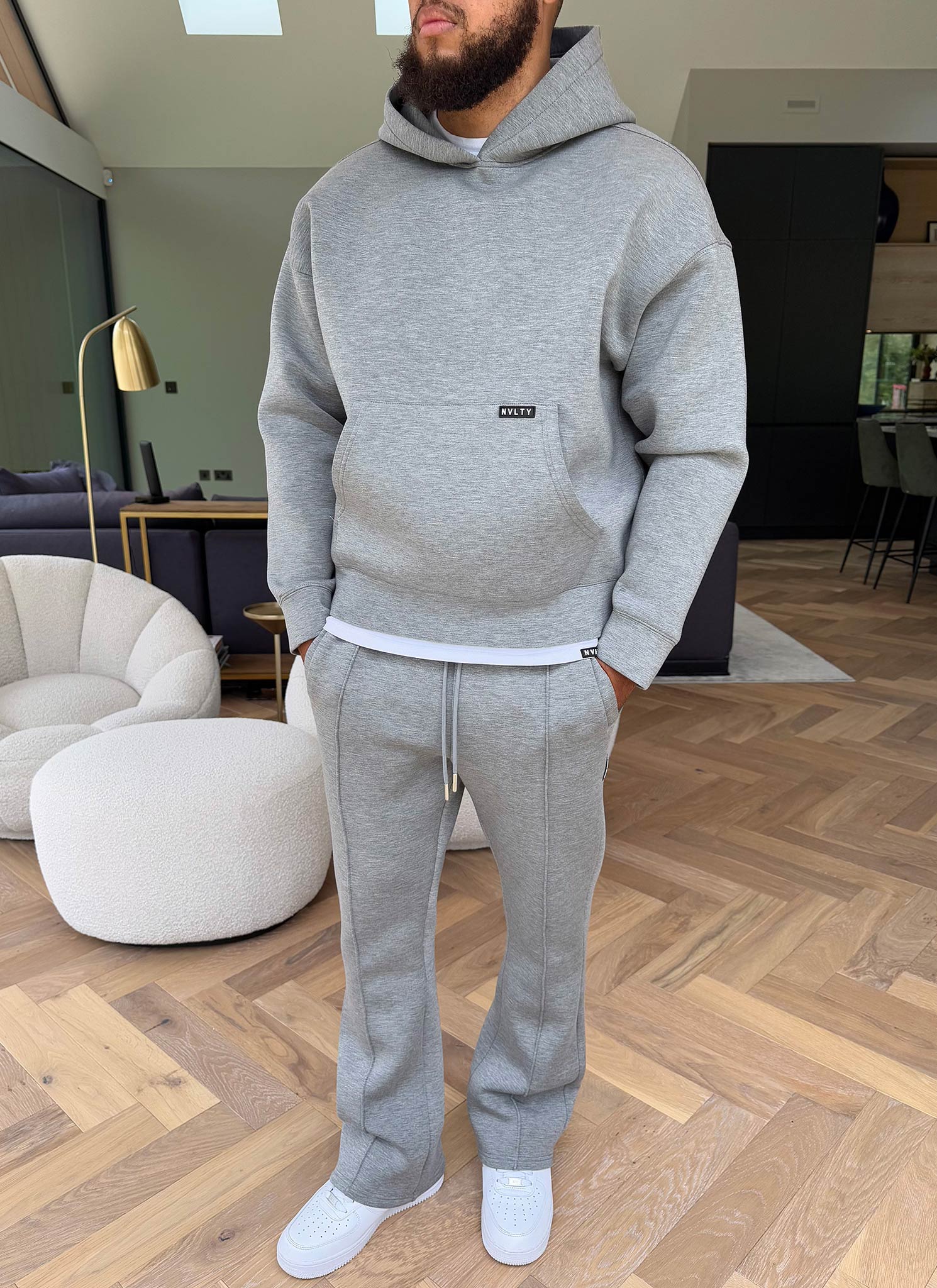 Strukturierter Scuba-Hoodie - Grau