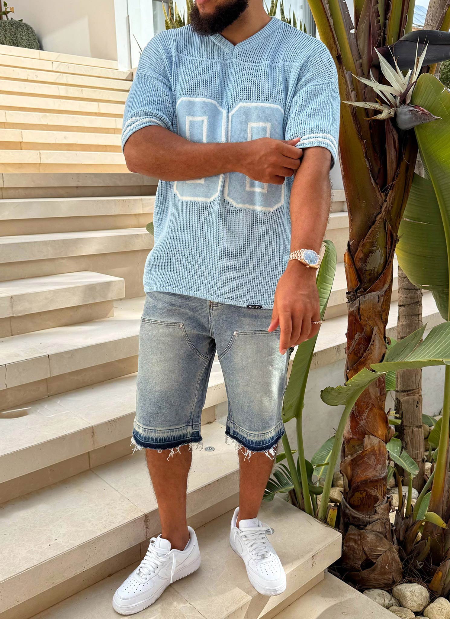 Knitted Members Jersey - Baby Blue