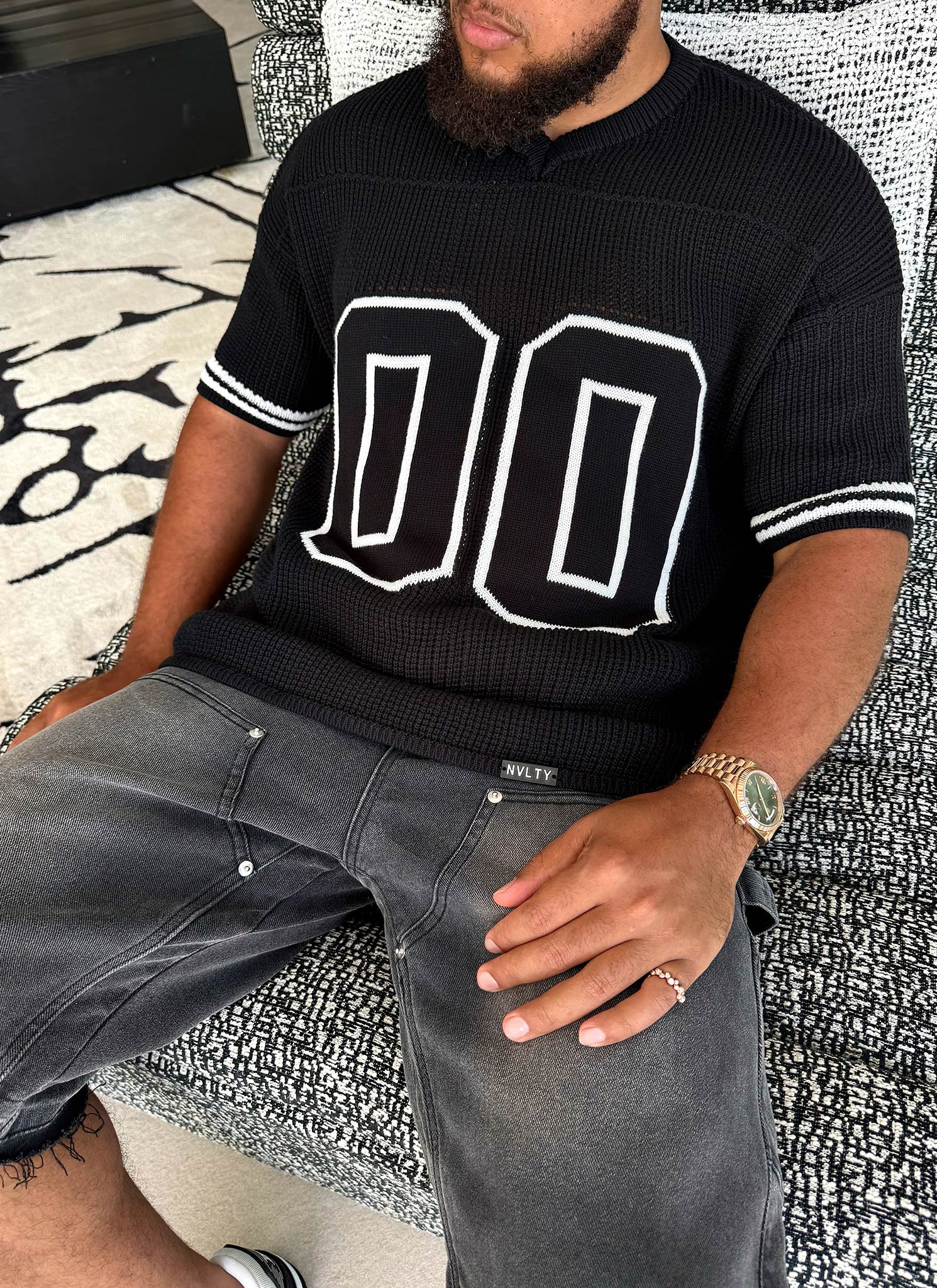 Knitted Members Jersey - Black