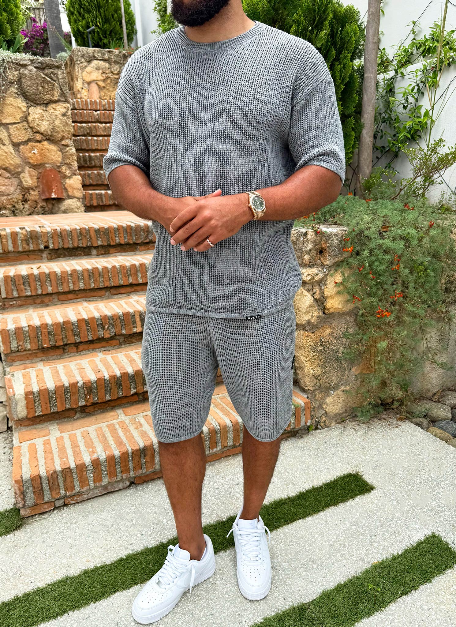 Knitted T-Shirt - Grey