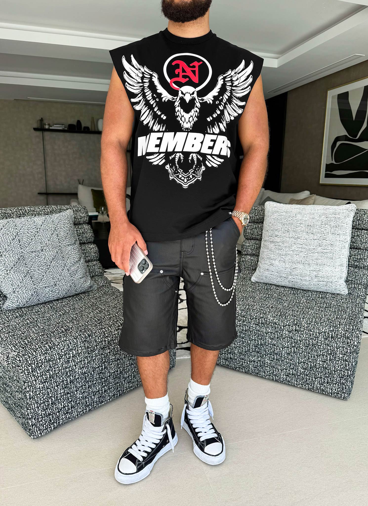 Members Eagle Sleeveless T-Shirt - Black