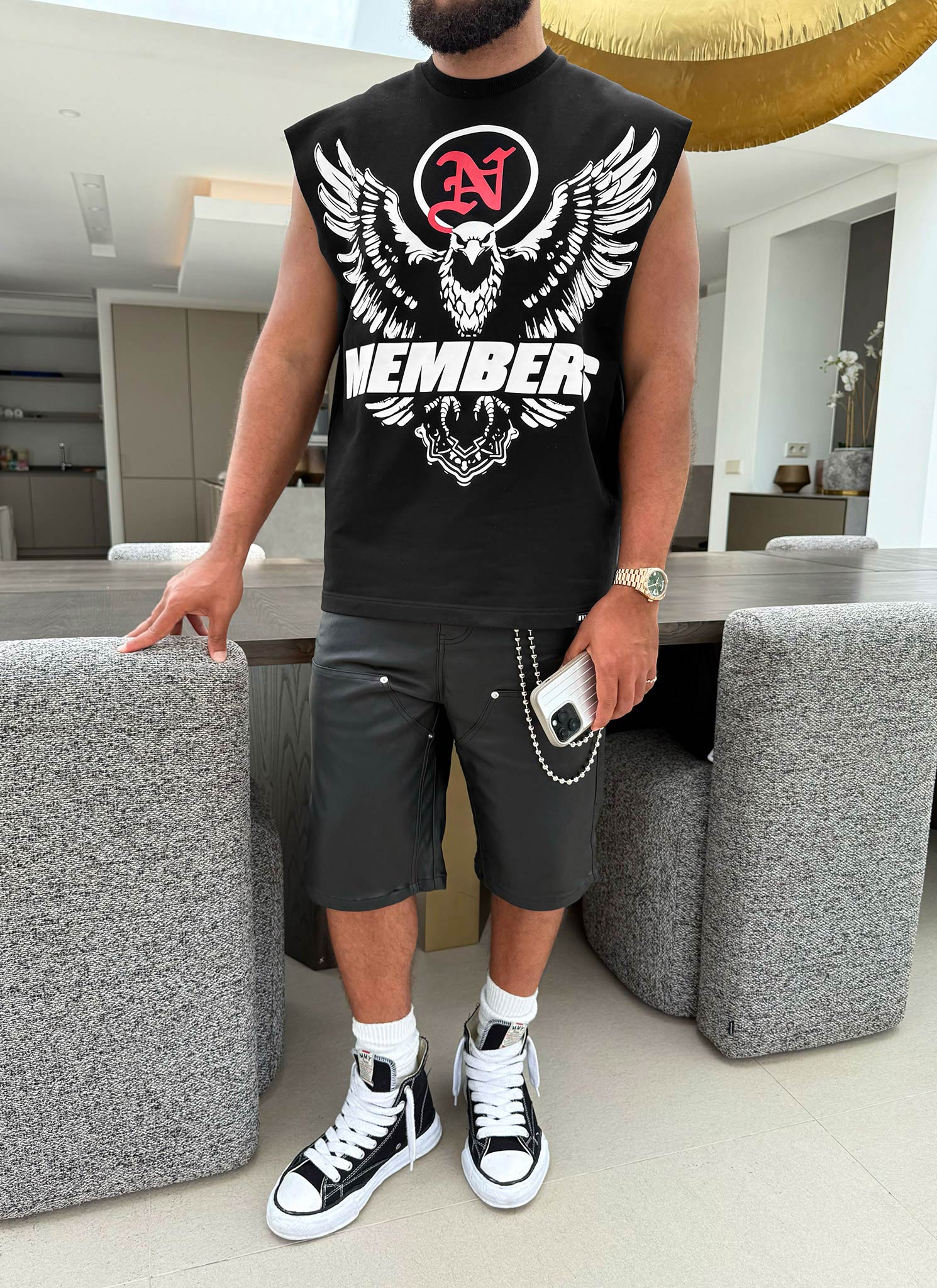 Members Eagle Sleeveless T-Shirt - Black