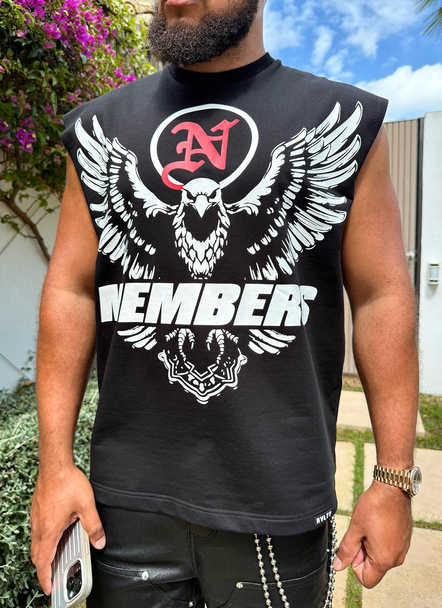 Members Eagle Sleeveless T-Shirt - Black