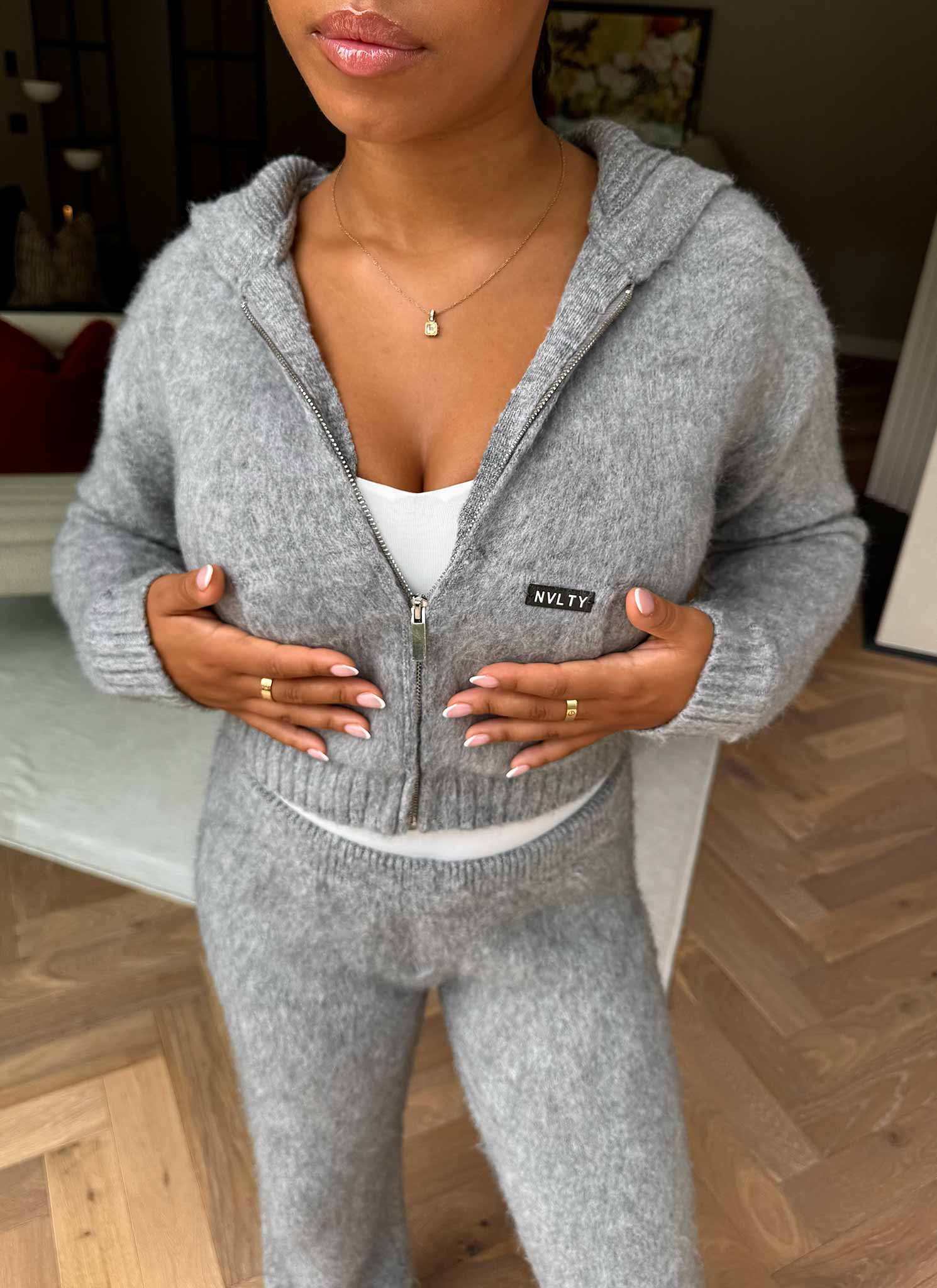 Mohair Zip Hoodie - Grey