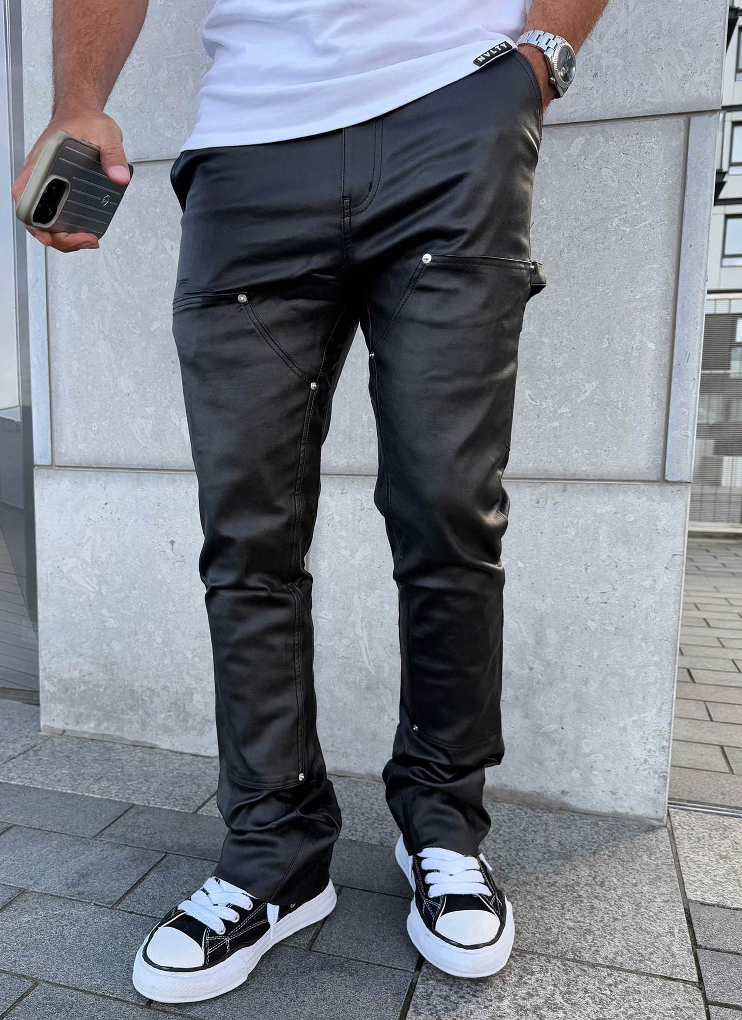 Vintage Flare Wax Carpenter Jeans - Schwarz
