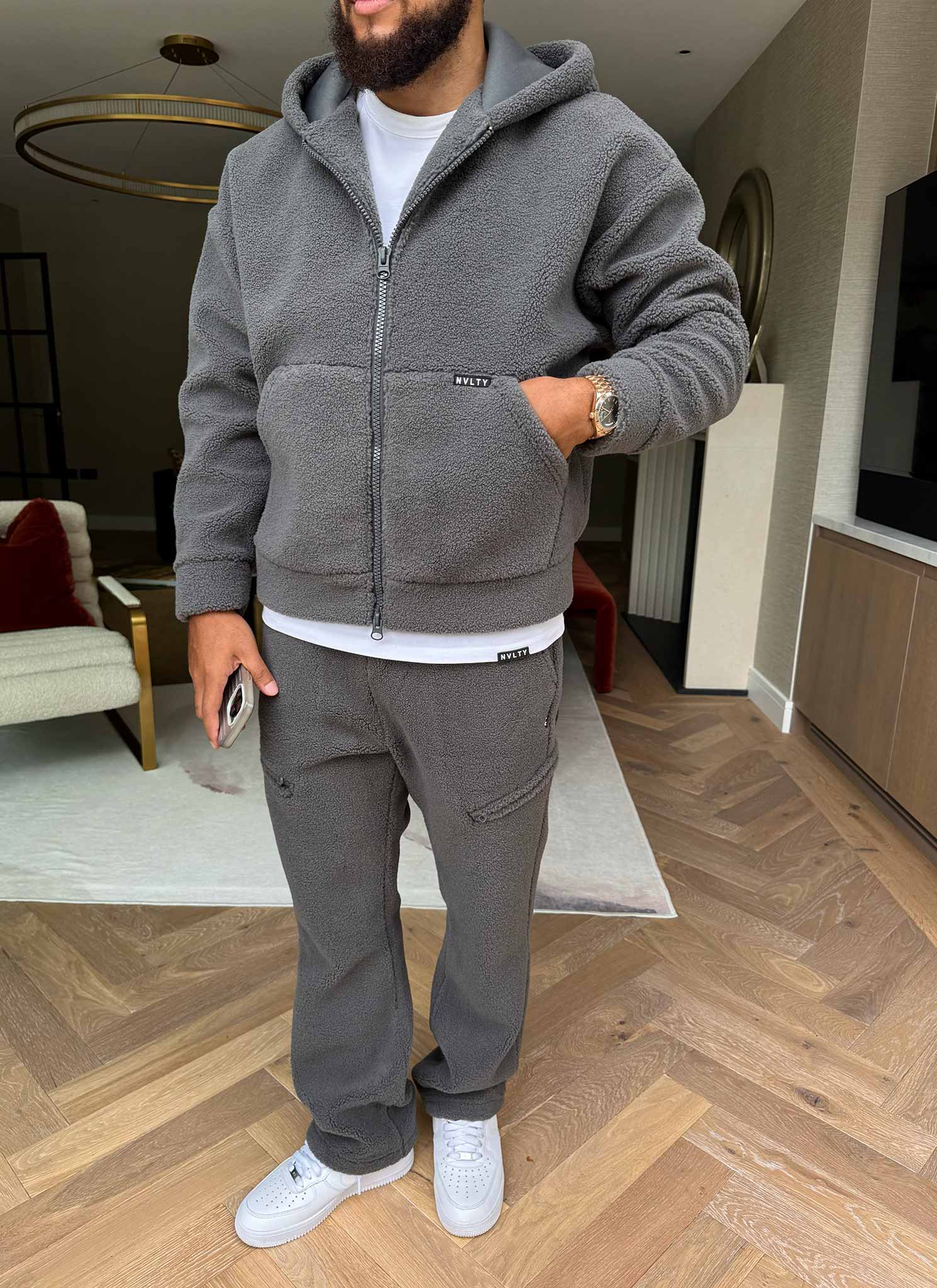 Sherpa Zip Hoodie - Grey