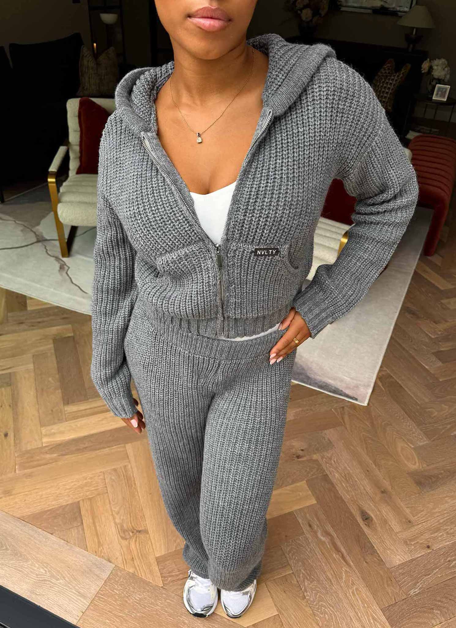 Heavyweight Knitted Joggers - Grey