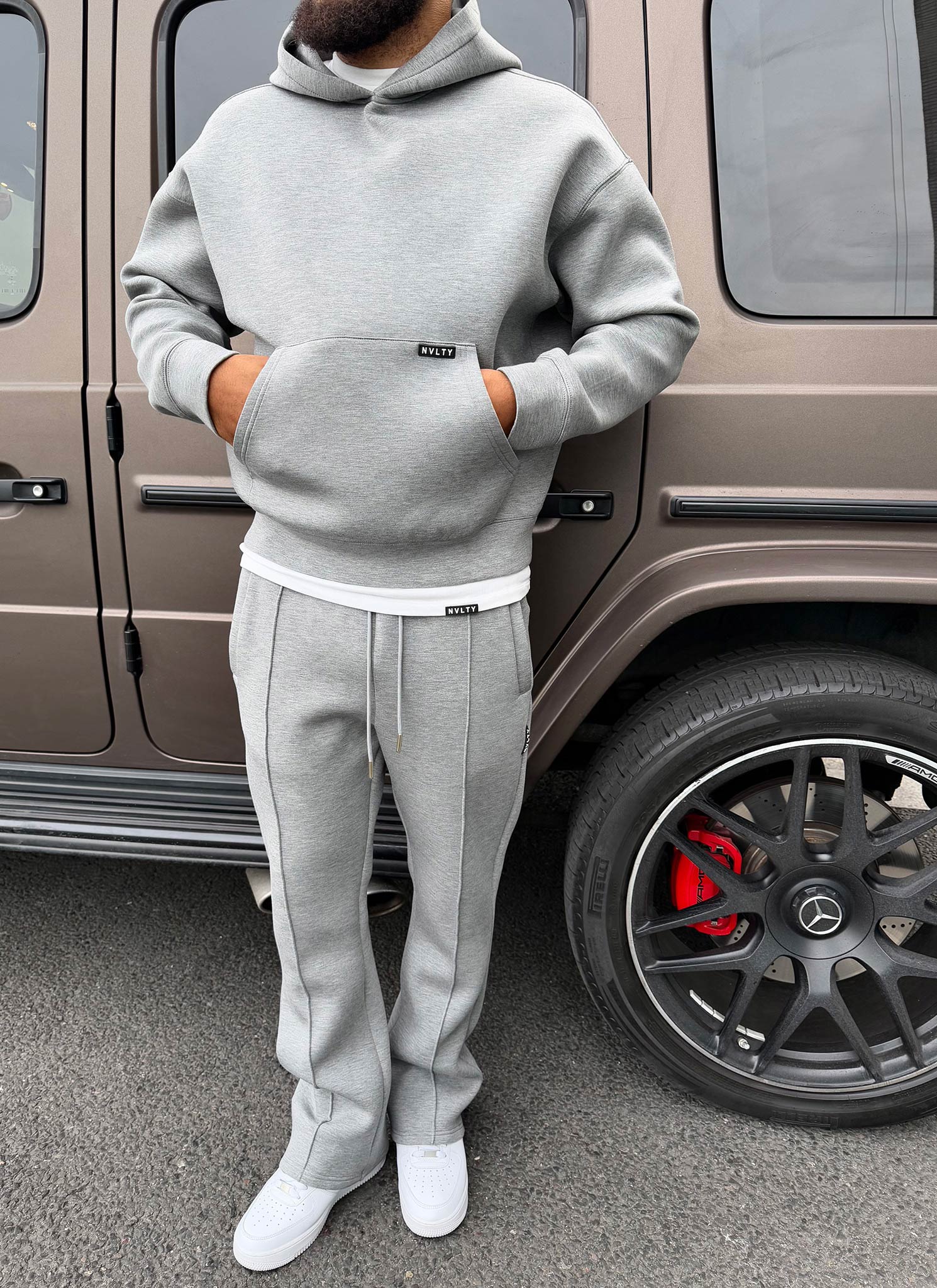 Strukturierter Scuba-Hoodie - Grau