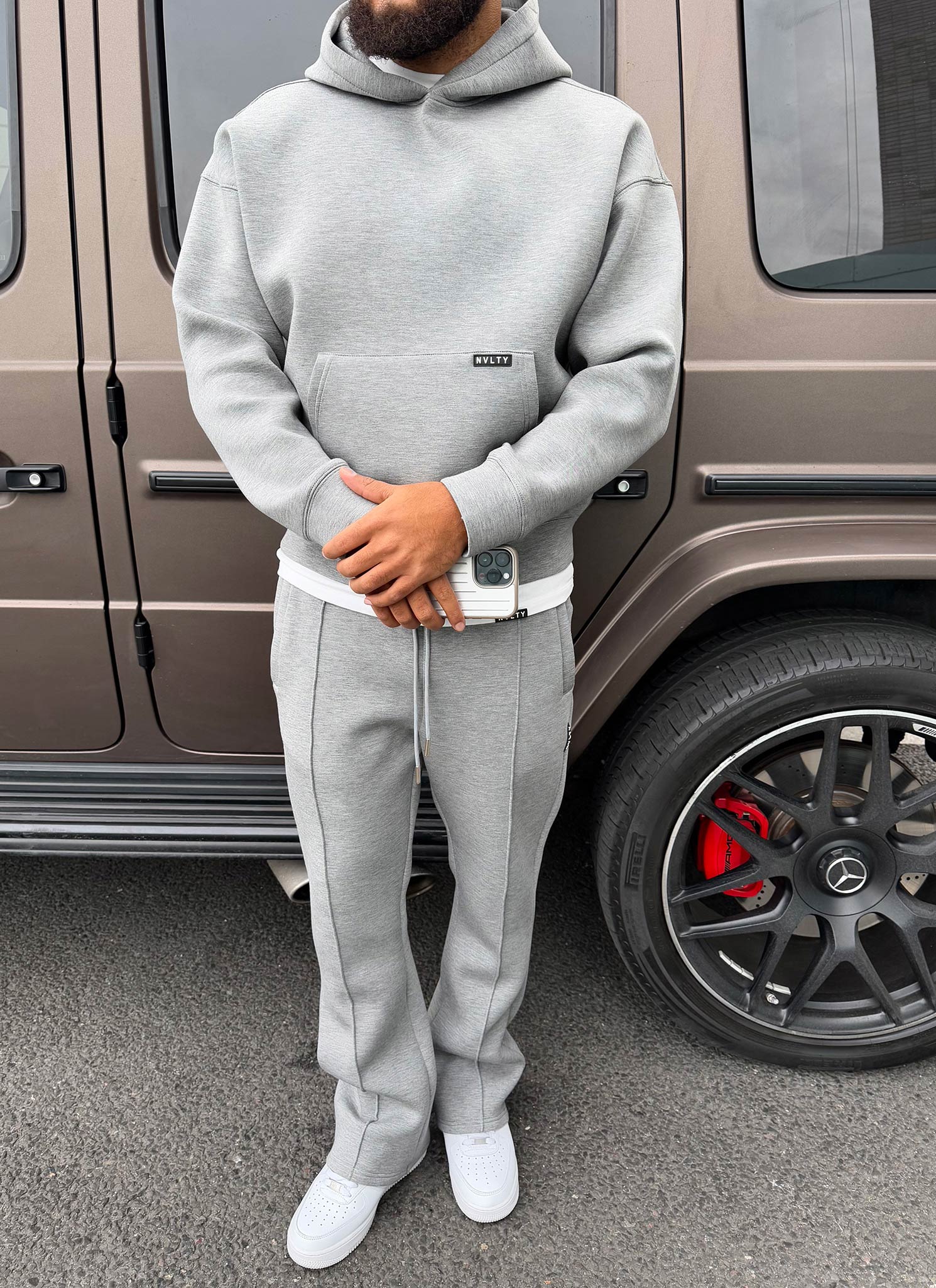 Strukturierter Scuba-Hoodie - Grau