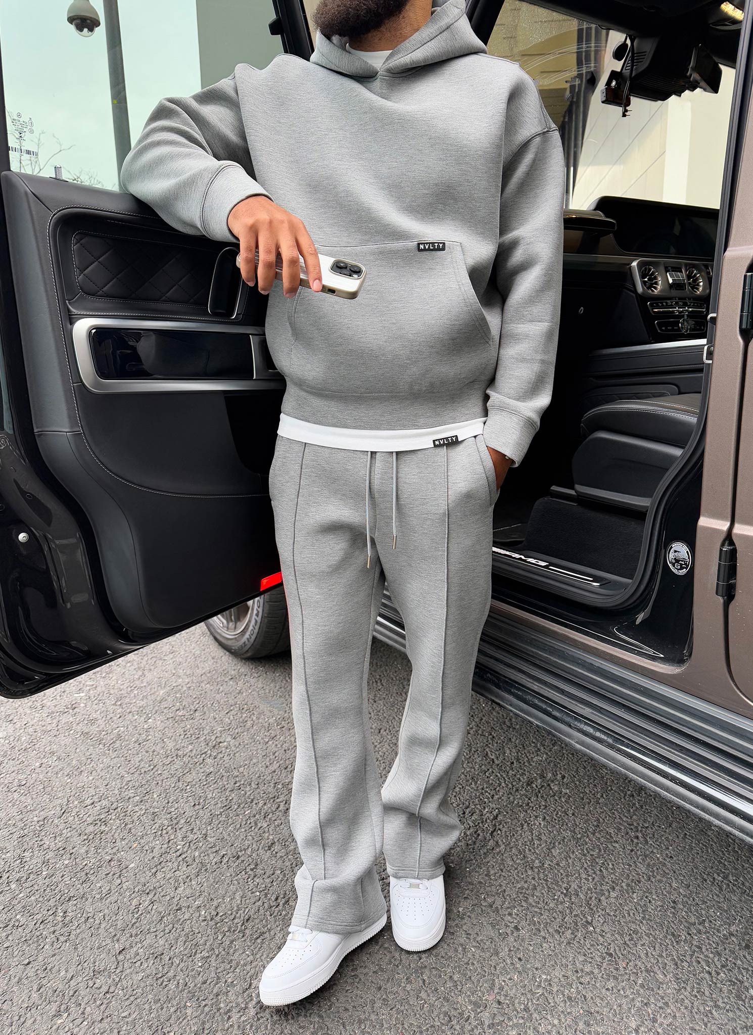 Strukturierter Scuba-Hoodie - Grau