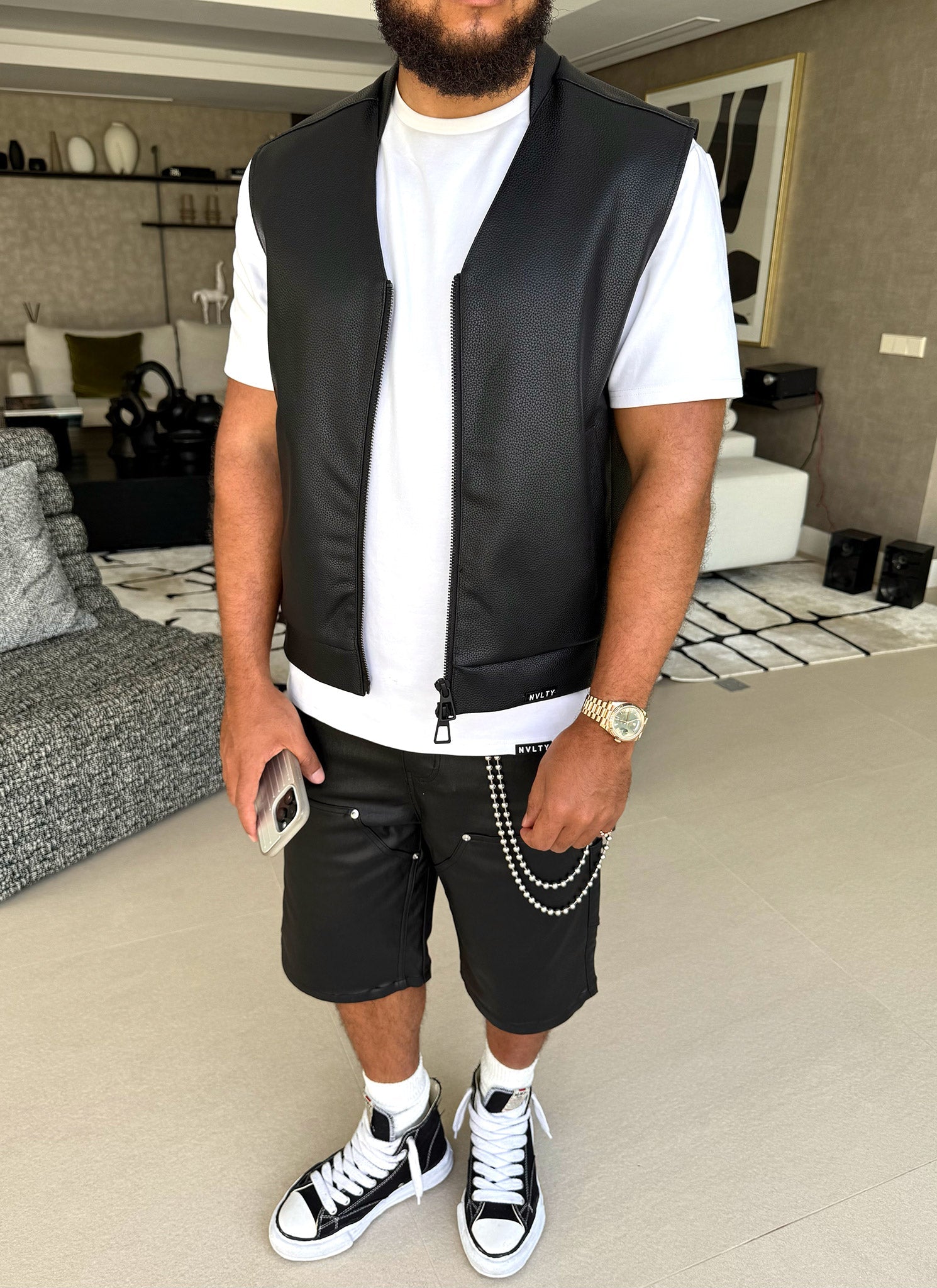 Leather Vest - Black