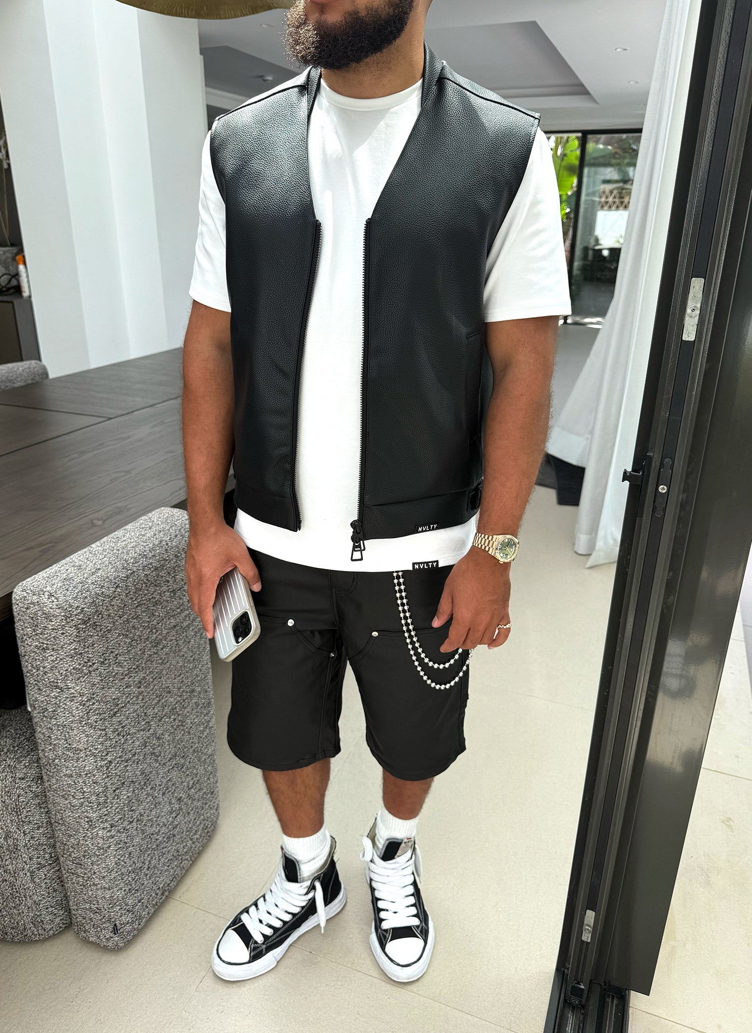 Leather Vest - Black