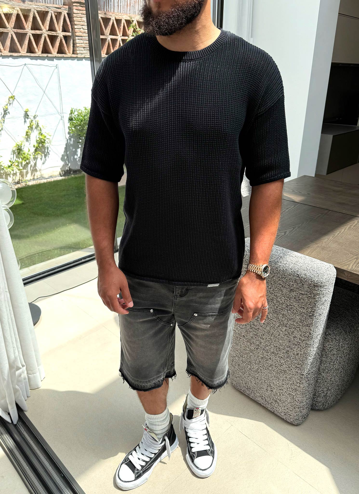 Knitted T-Shirt - Black