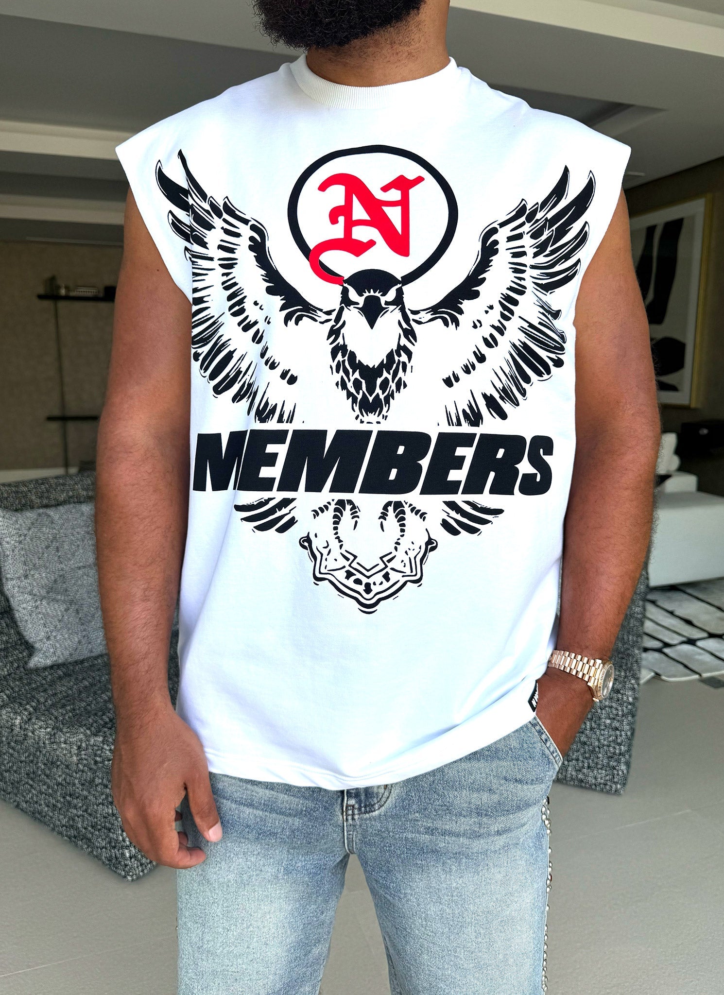 Members Eagle Sleeveless T-Shirt - White