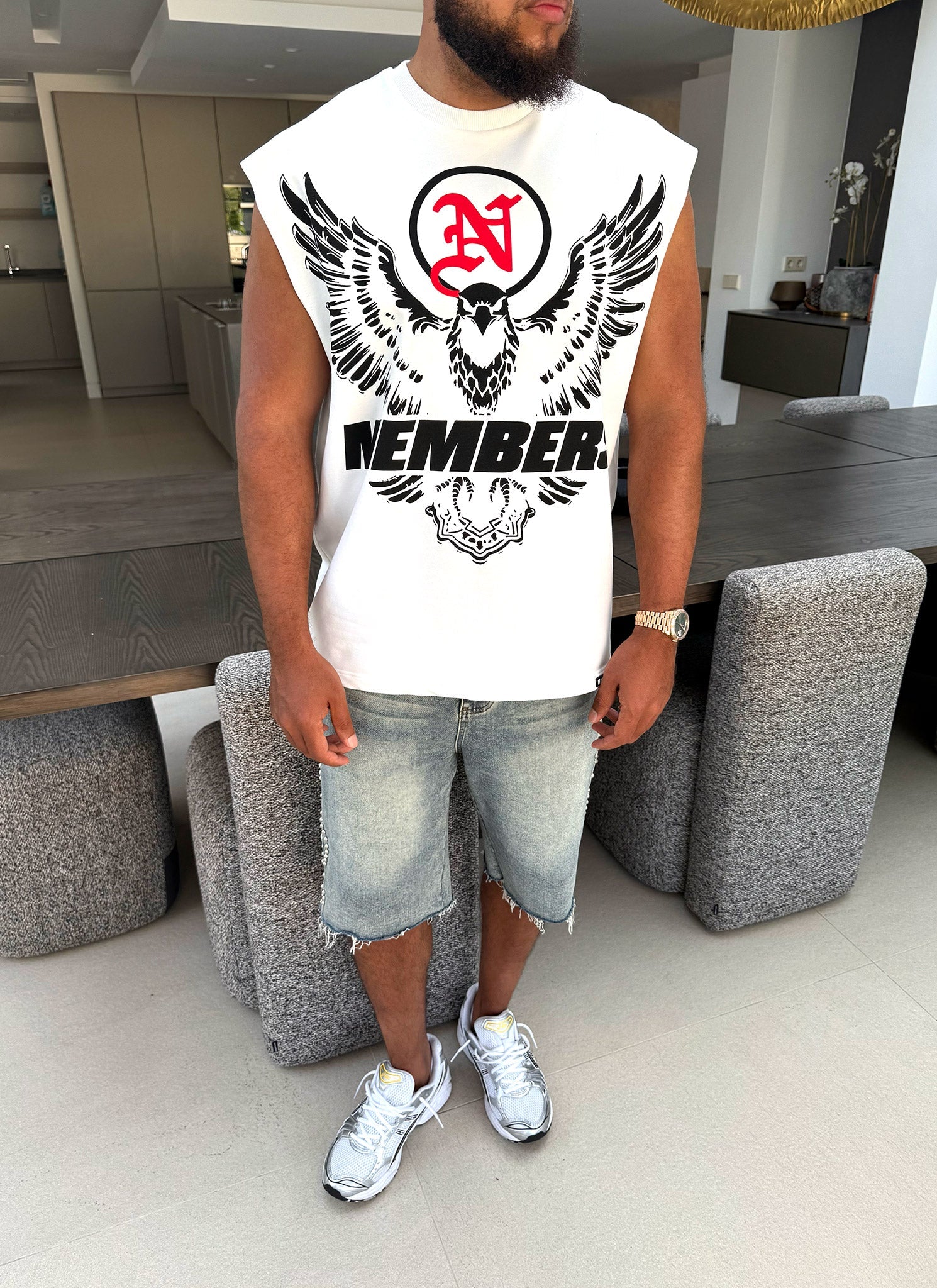 Members Eagle Sleeveless T-Shirt - White