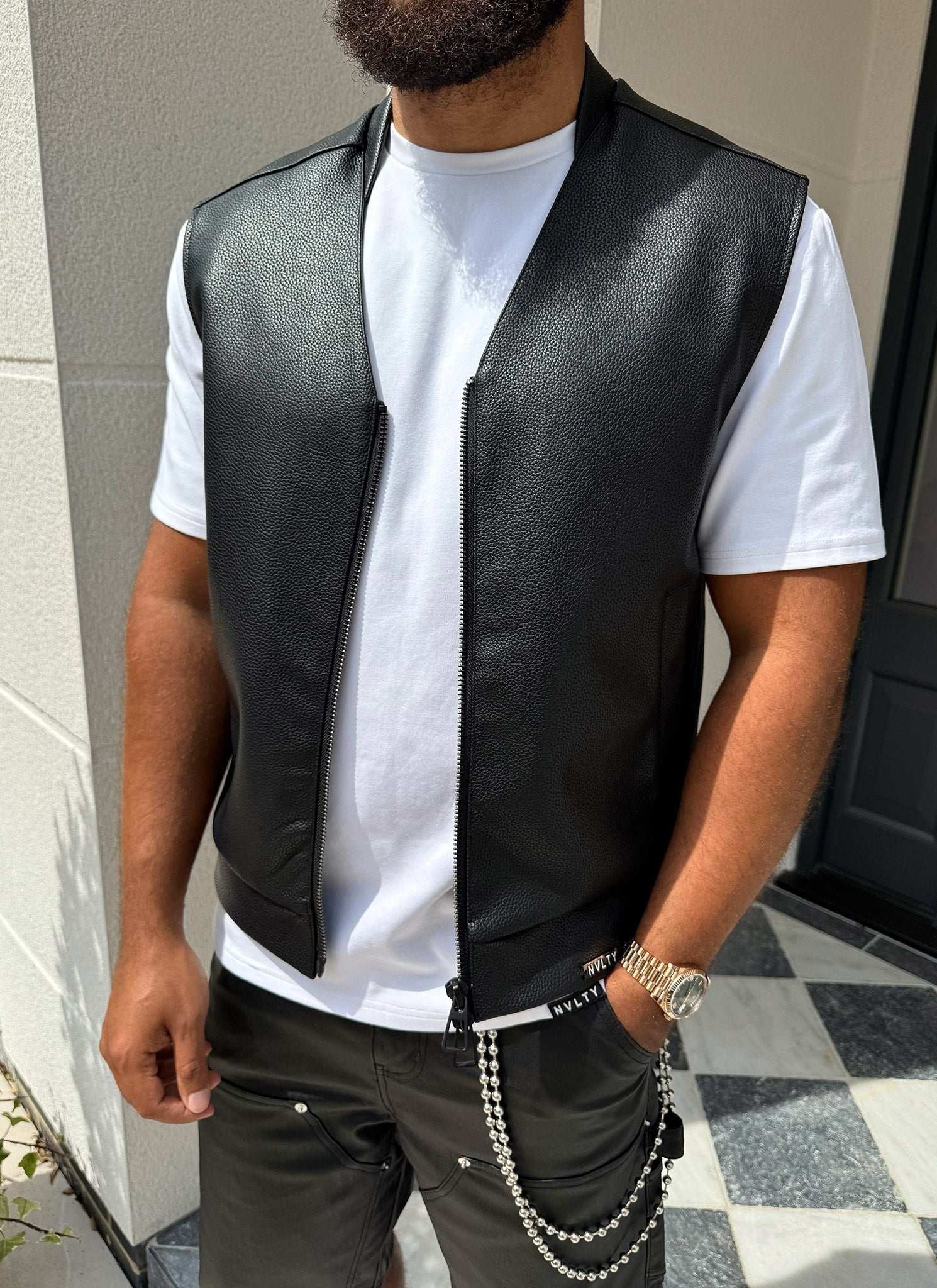 Leather Vest - Black