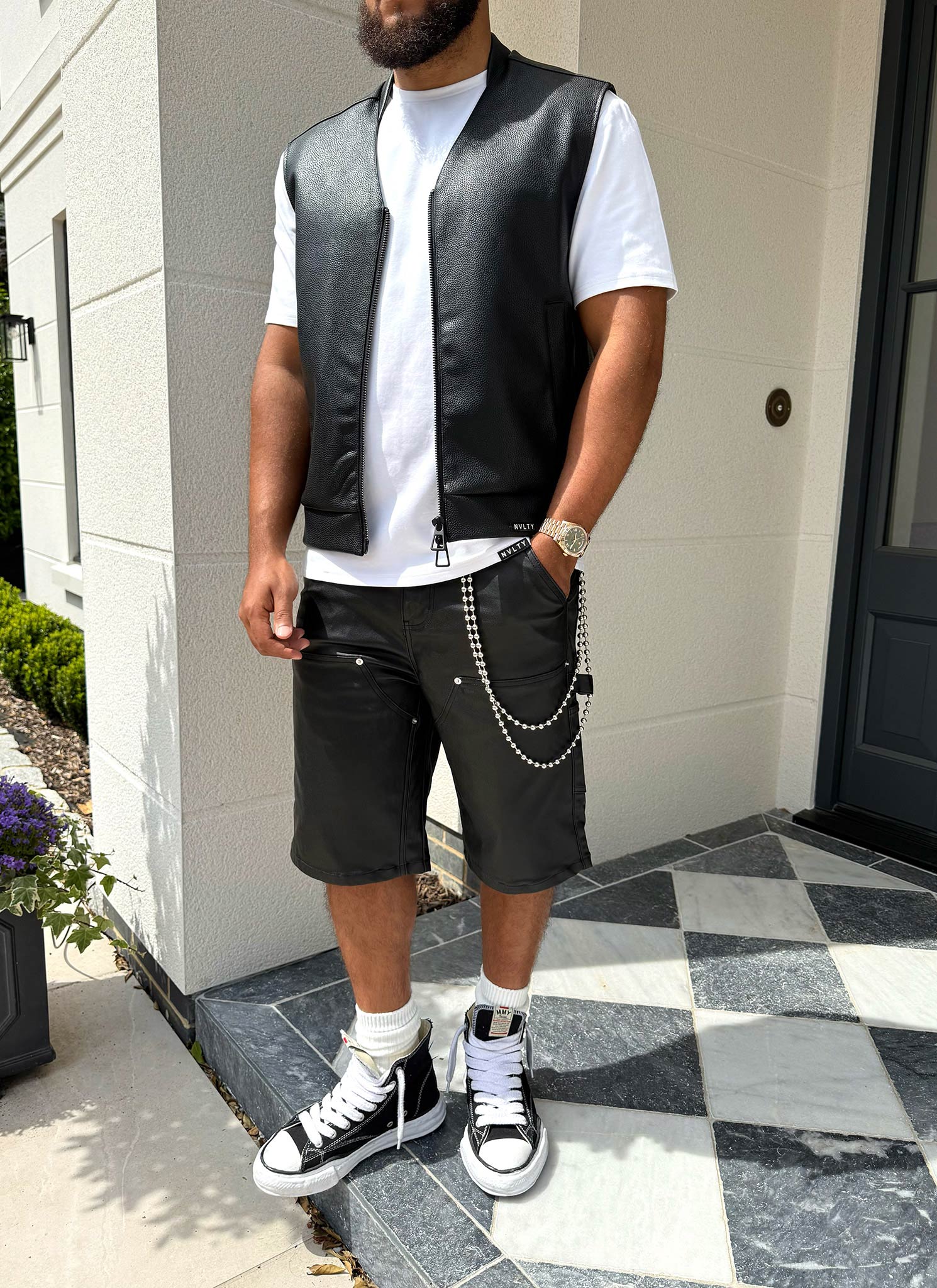 Leather Vest - Black