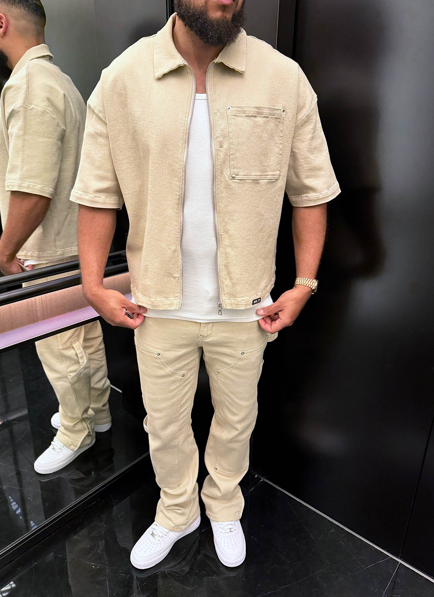 Vintage Rivet Denim Shirt - Stone