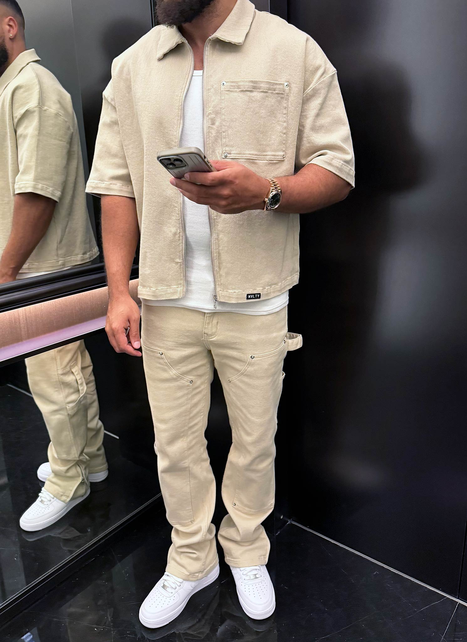 Vintage Rivet Denim Shirt - Stone